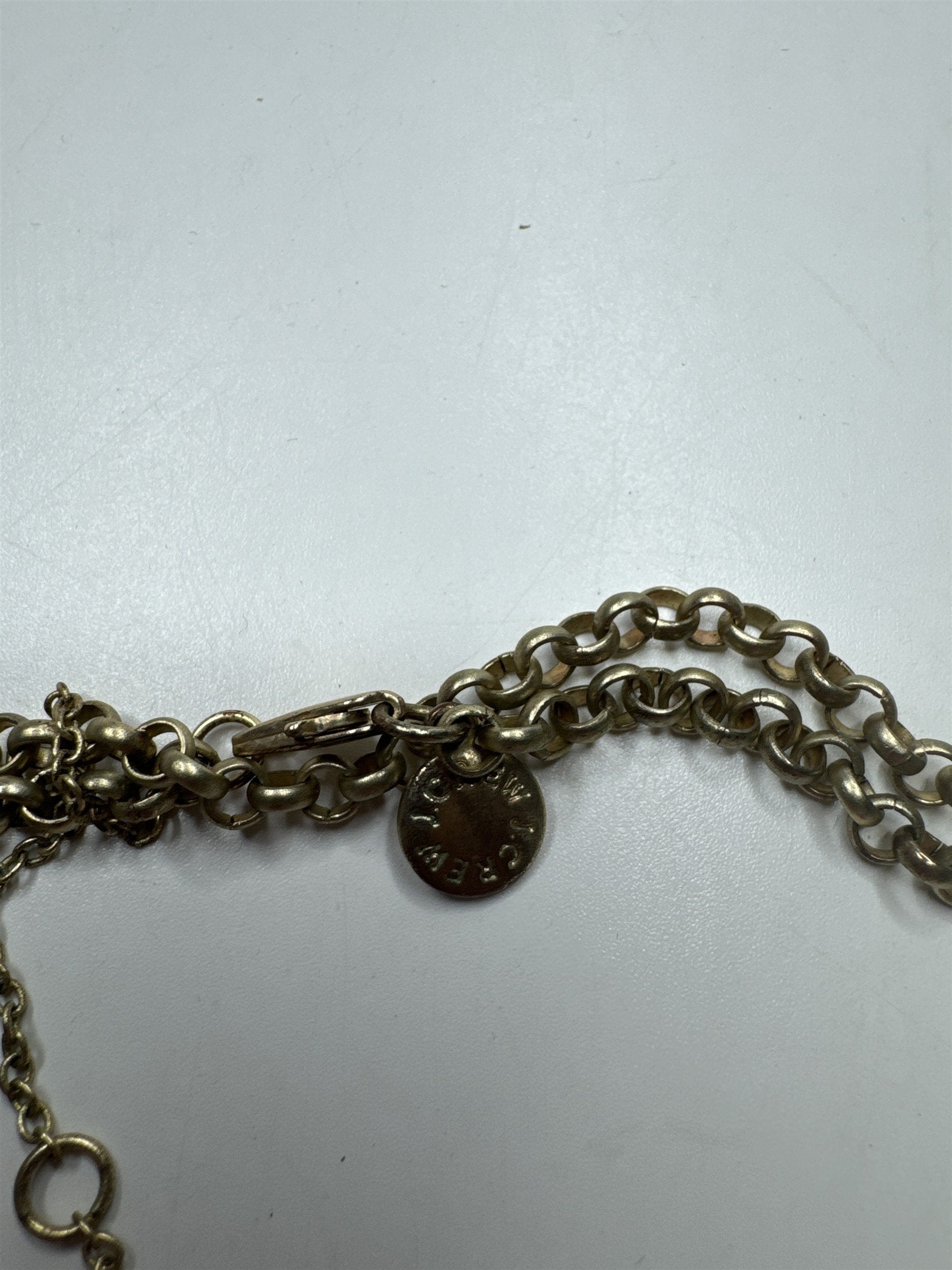 J. Crew Huge Beige Beaded Statement Chunky Modernist Necklace Gold Tone