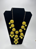 J. Crew Huge Yellow Beaded Statement Chunky Modernist Necklace Gold Tone