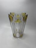 1920s Art Deco Geometric Vase Clear Yellow 8.5" Duncan Miller Moser Style