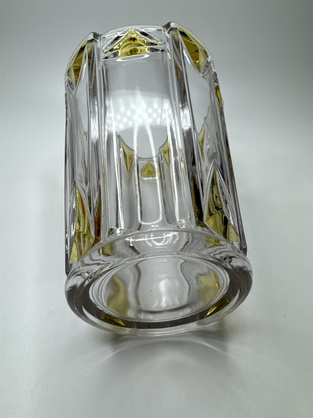 1920s Art Deco Geometric Vase Clear Yellow 8.5" Duncan Miller Moser Style