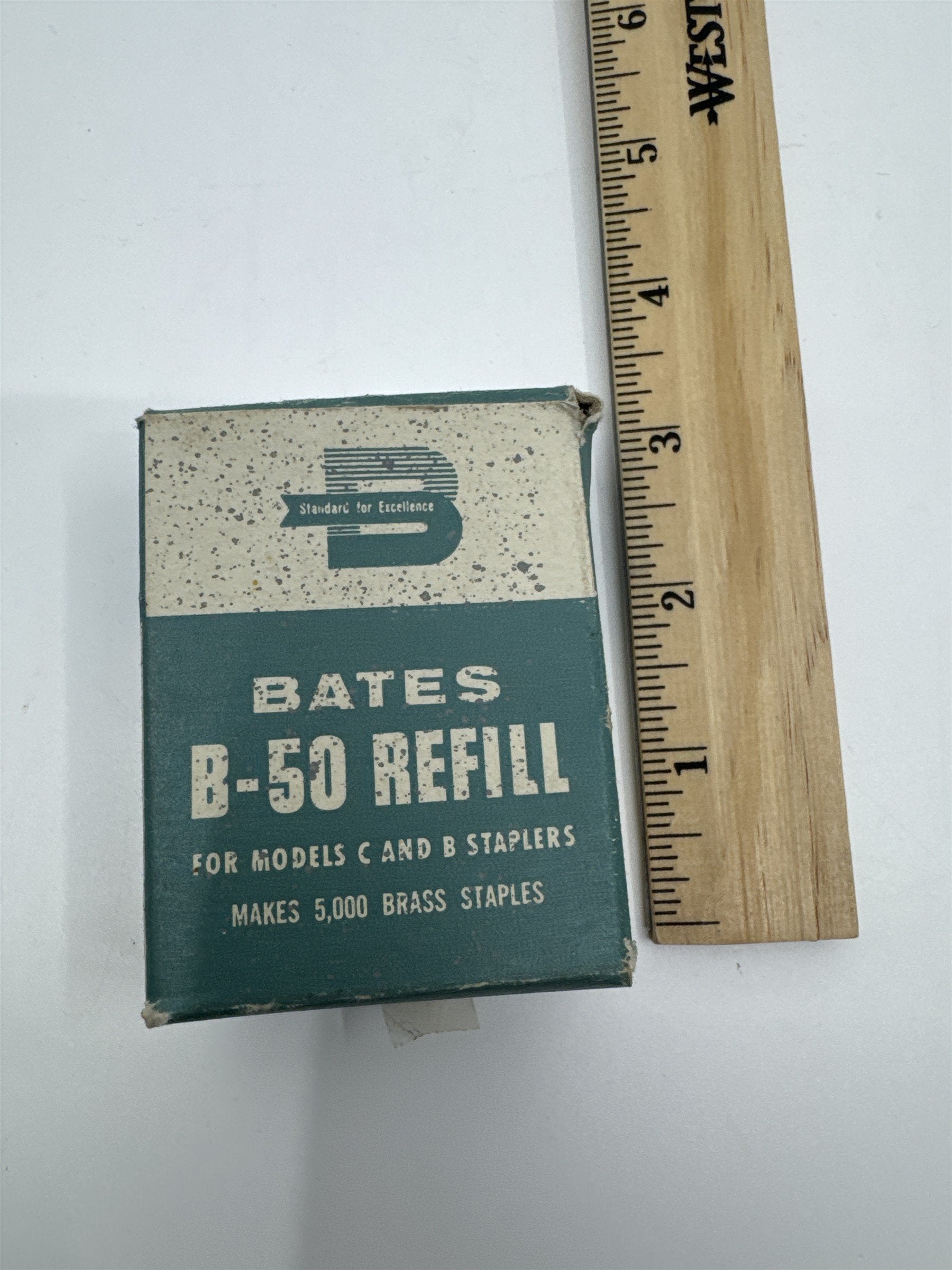 Vintage Bates B-50 Refill 5,000 Brass Staples Maker For Models C and D Staplers