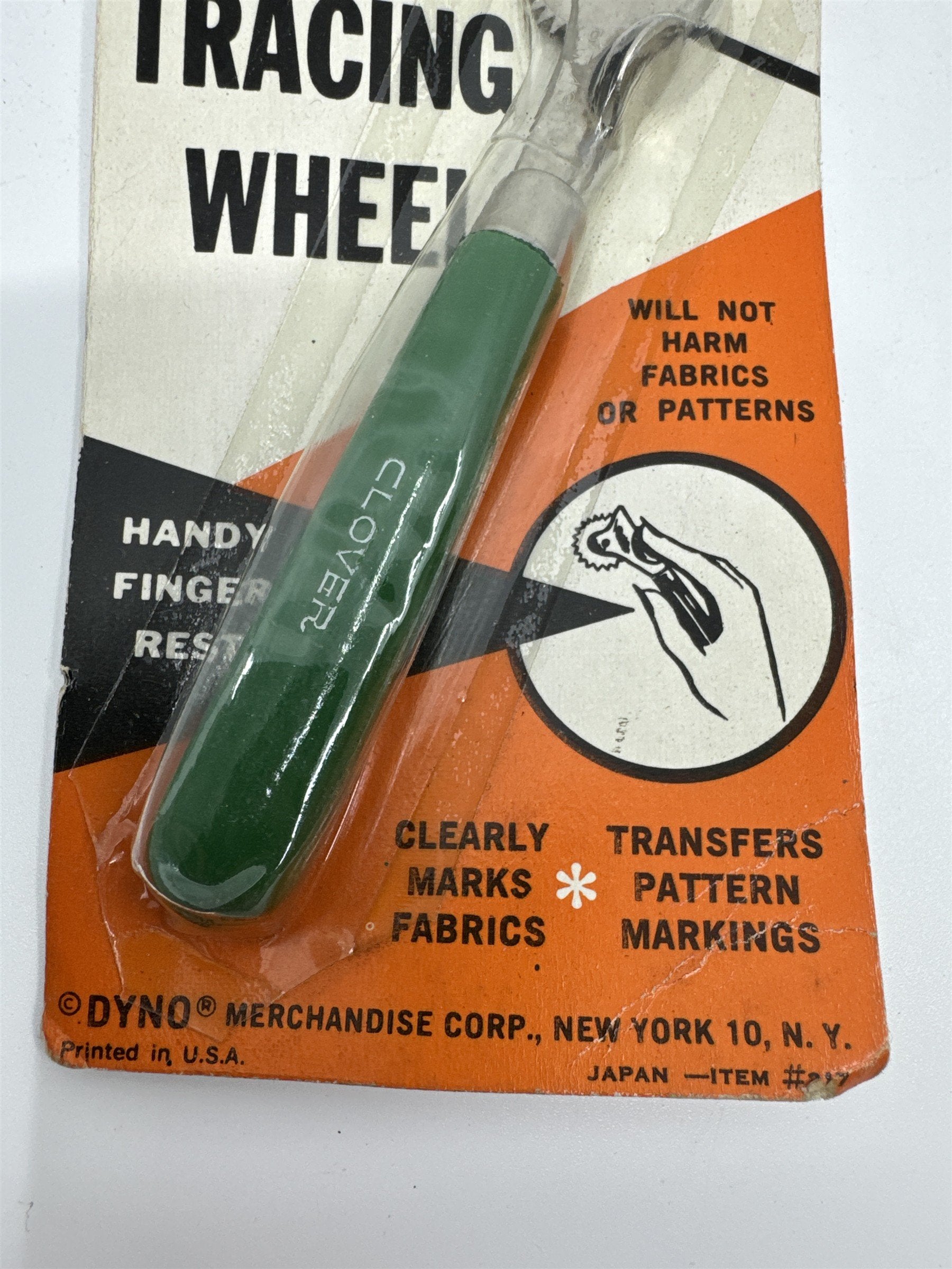Vintage Clover Tracing Wheel with Handy Finger Rest Marks Fabric by Dyno Corp