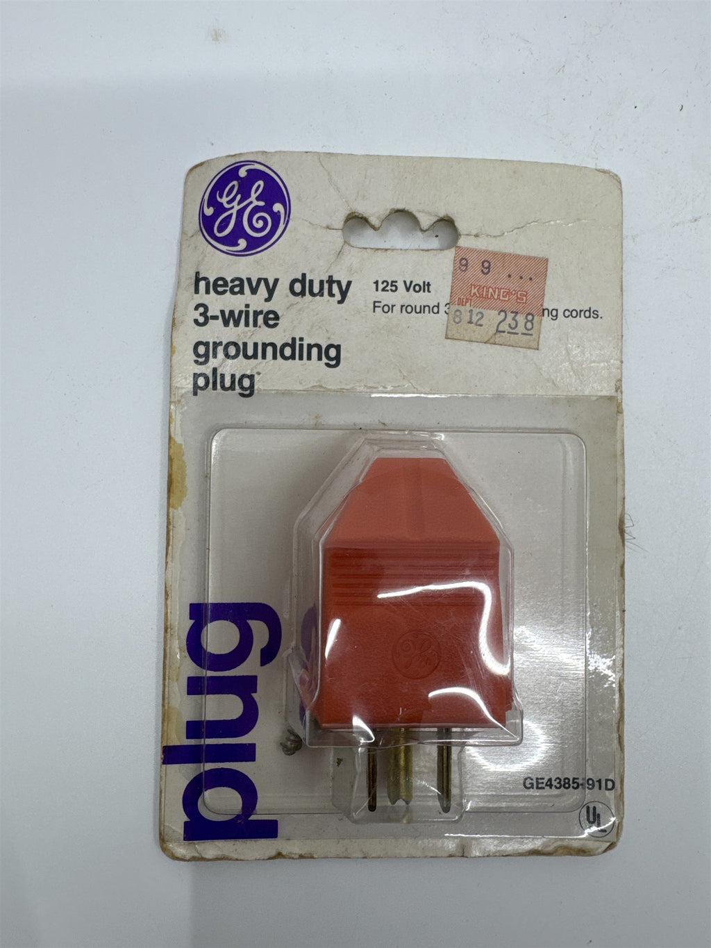 GE Heavy Duty 3-Wire Grounding Plug 125 Volt GE4385-91D