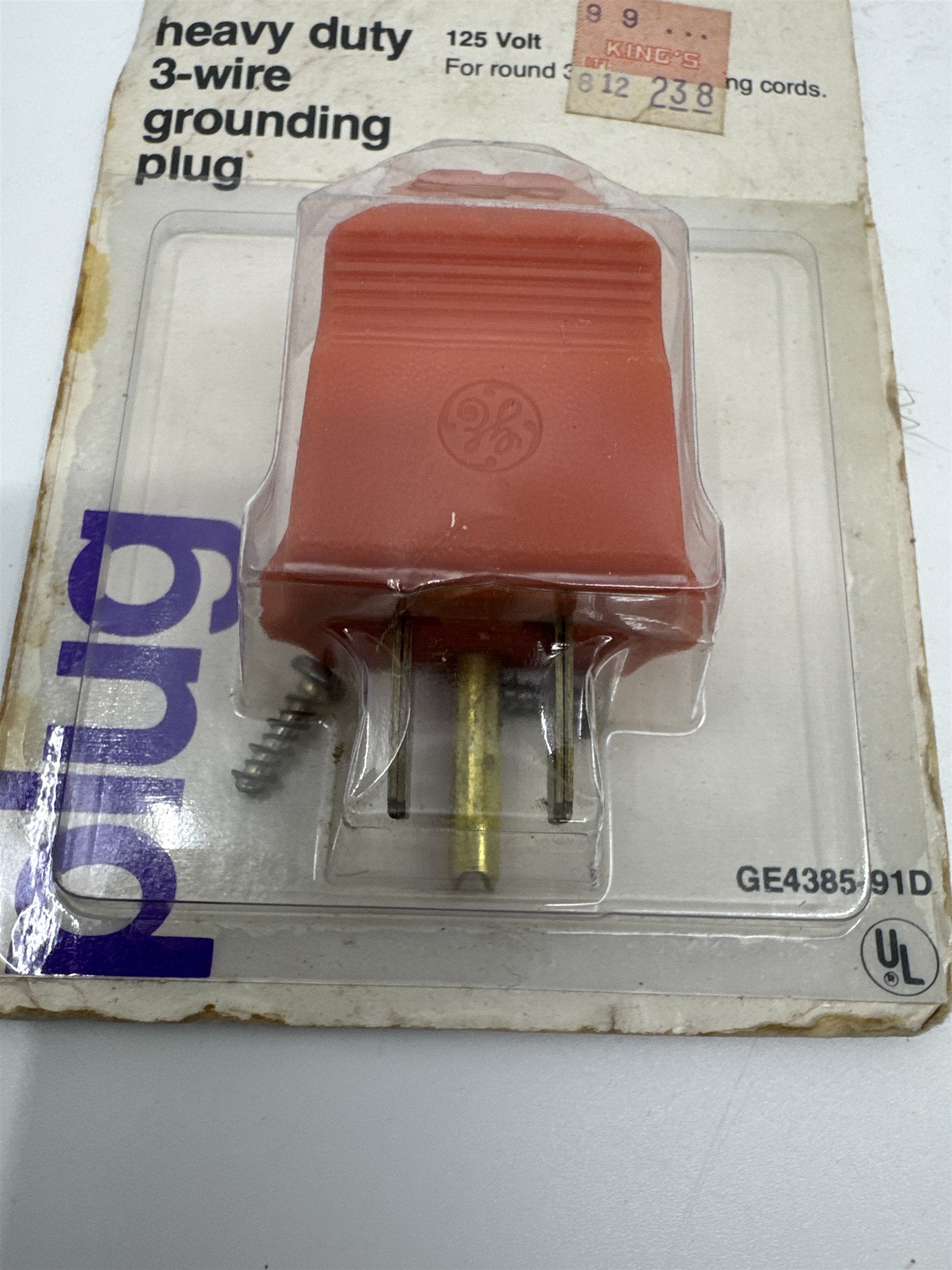 GE Heavy Duty 3-Wire Grounding Plug 125 Volt GE4385-91D