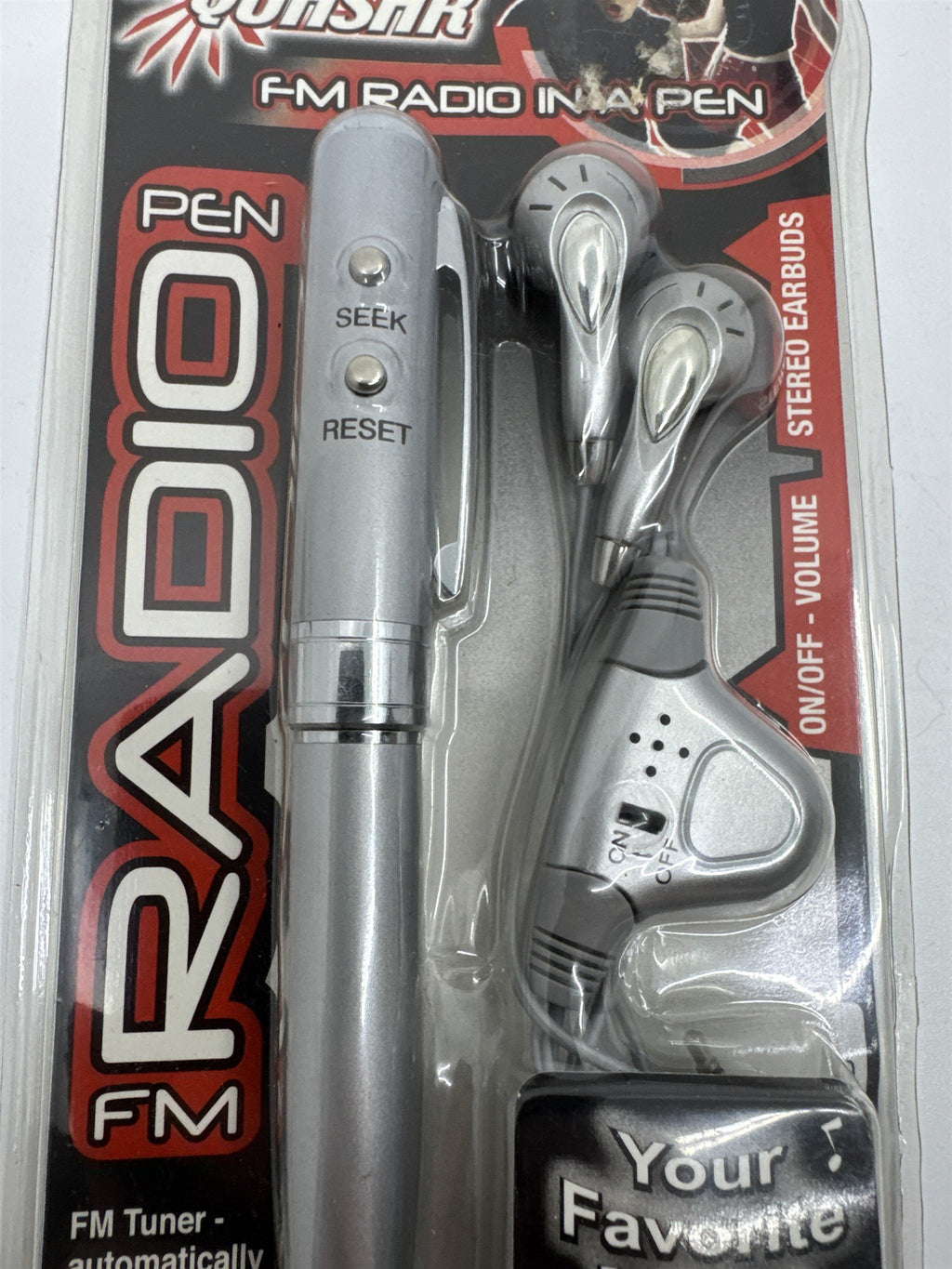 Vintage Silver FM Radio Ballpoint Pen with Headphones By Quasar New in Box