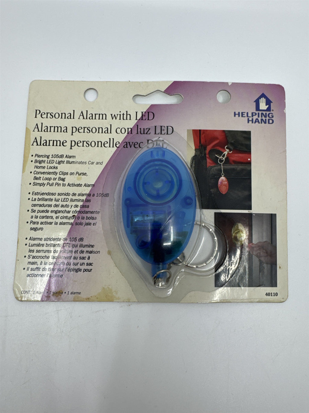 Set of Two Vintage Helping Hand Personal Alarm and LED Lights Blue and Pink