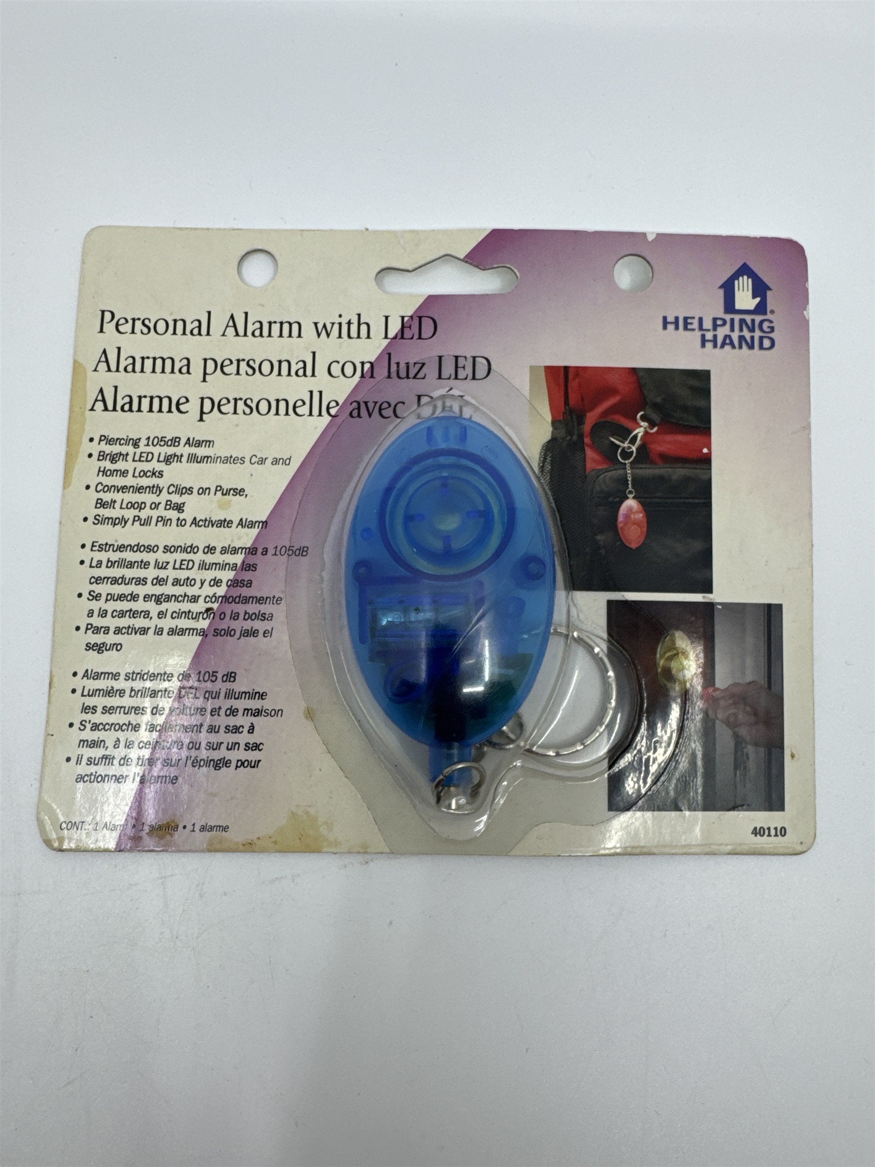 Set of Two Vintage Helping Hand Personal Alarm and LED Lights Blue and Pink