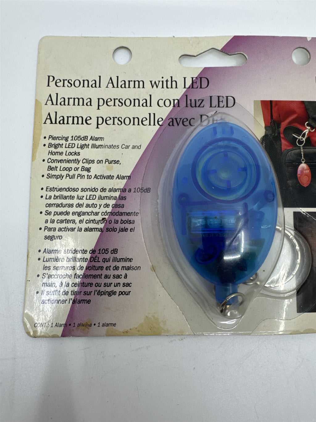 Set of Two Vintage Helping Hand Personal Alarm and LED Lights Blue and Pink