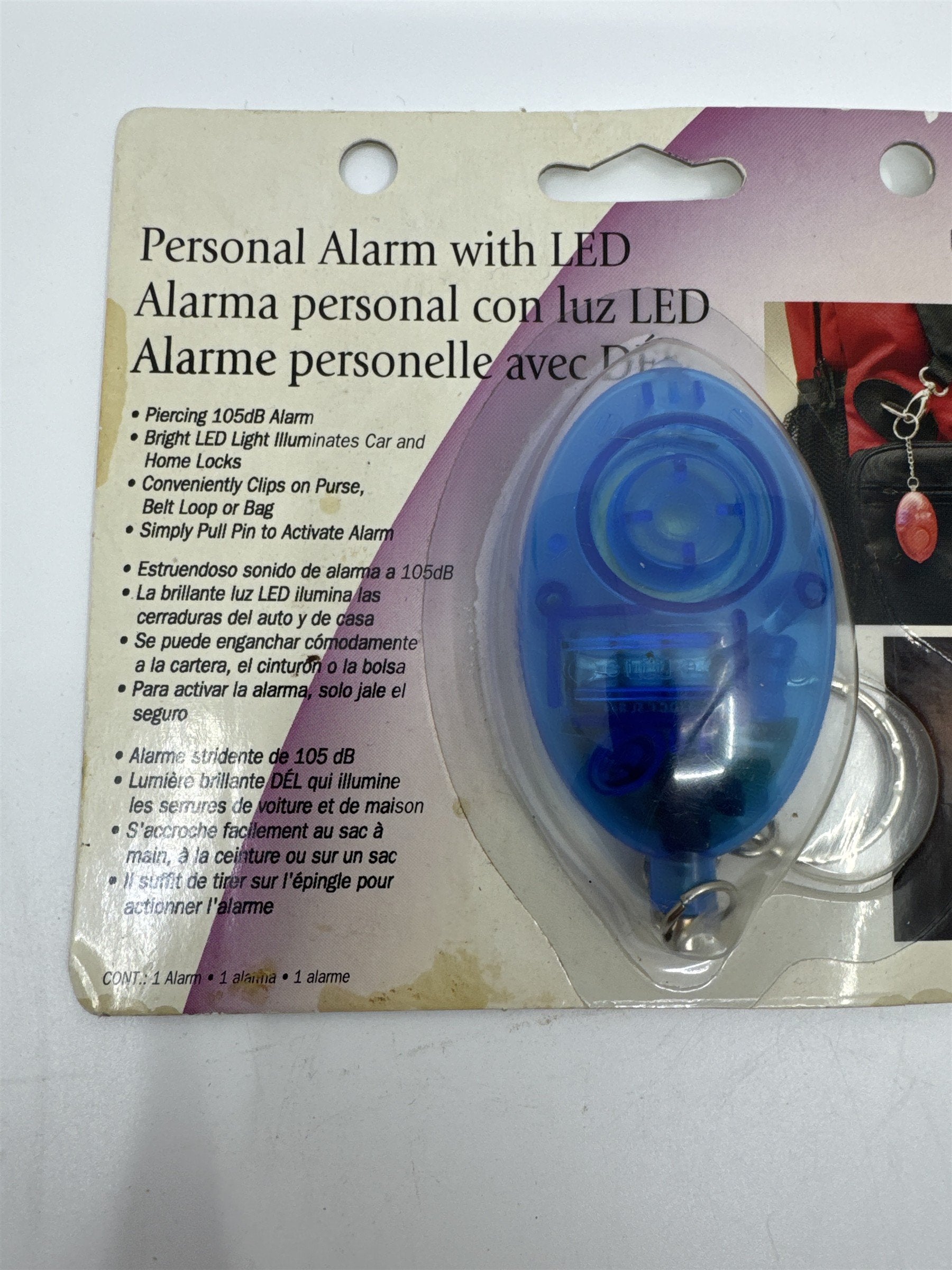 Set of Two Vintage Helping Hand Personal Alarm and LED Lights Blue and Pink