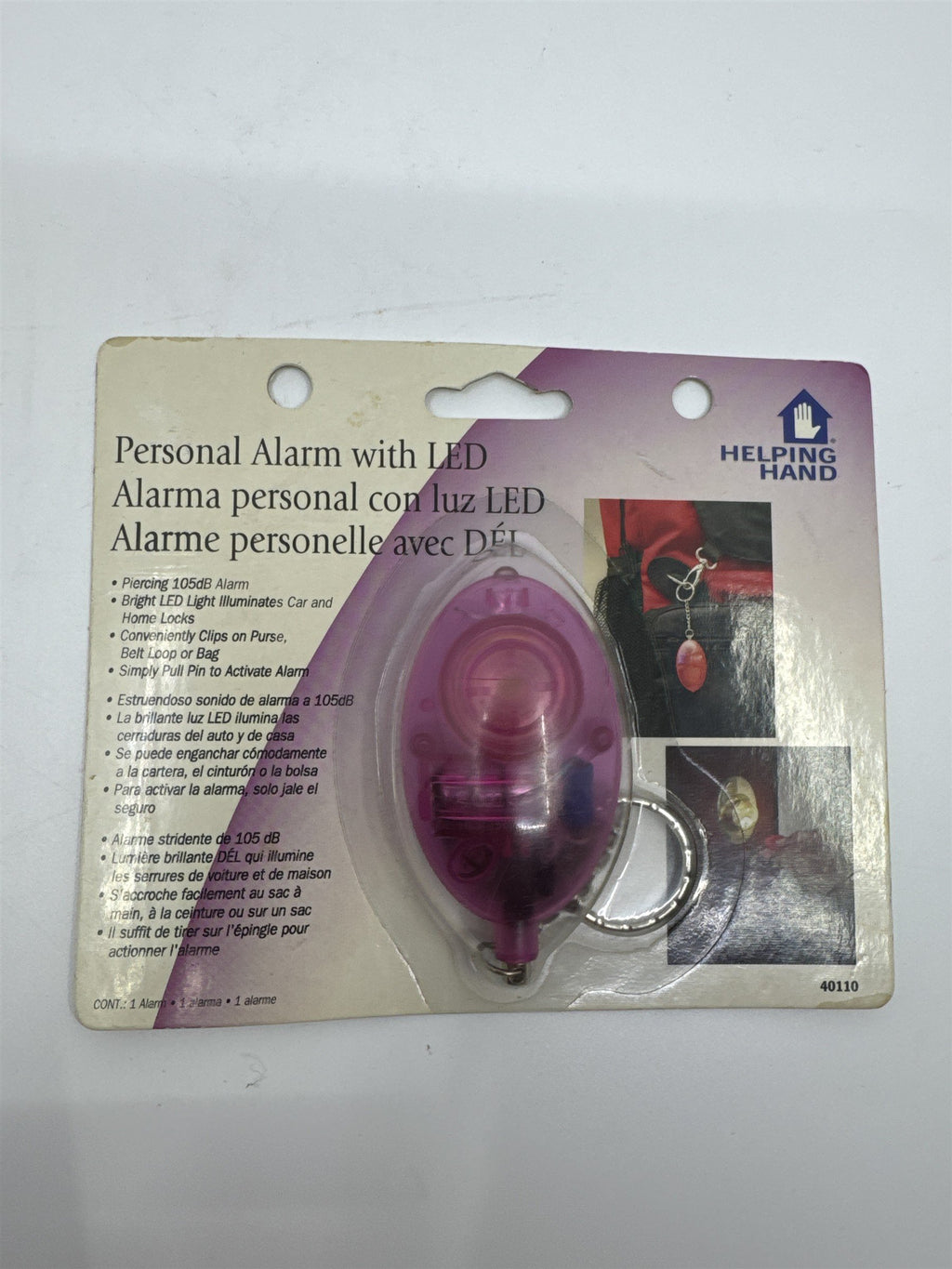 Set of Two Vintage Helping Hand Personal Alarm and LED Lights Blue and Pink