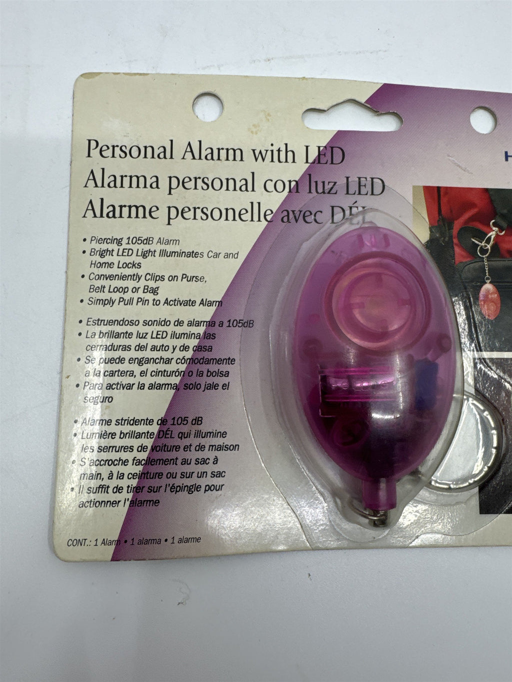 Set of Two Vintage Helping Hand Personal Alarm and LED Lights Blue and Pink