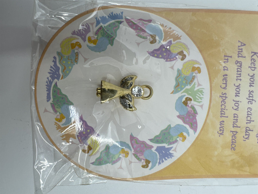 Vintage Guardian Angel Tac Pin Religious Pin Gold Angel with Halo Religious Gift