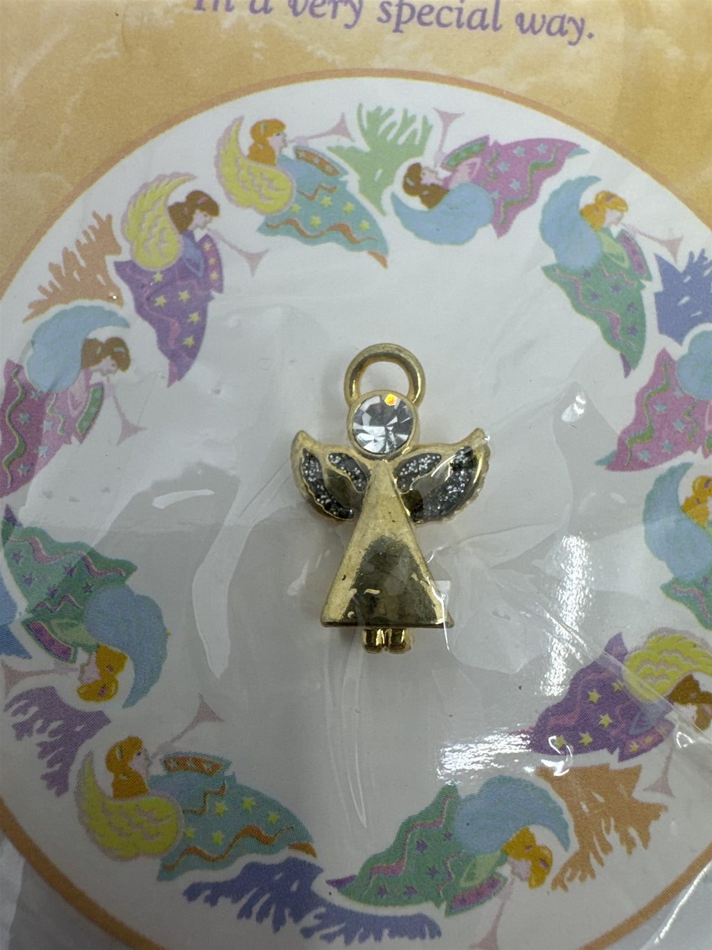 Vintage Guardian Angel Tac Pin Religious Pin Gold Angel with Halo Religious Gift