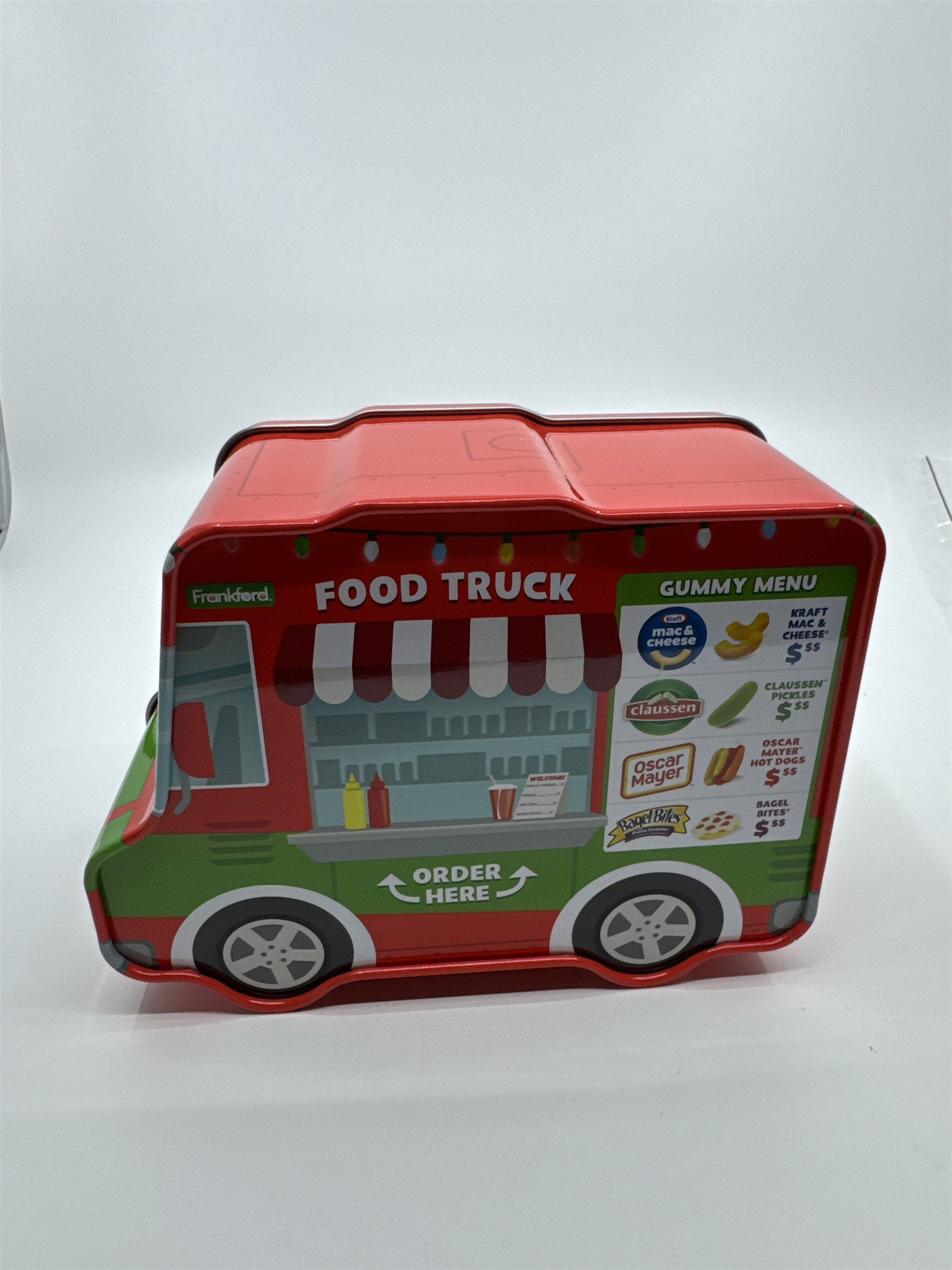 Frankford Candy LLC Gummy Food Truck Tin Mac and Cheese, Bagel Bites, Claussen