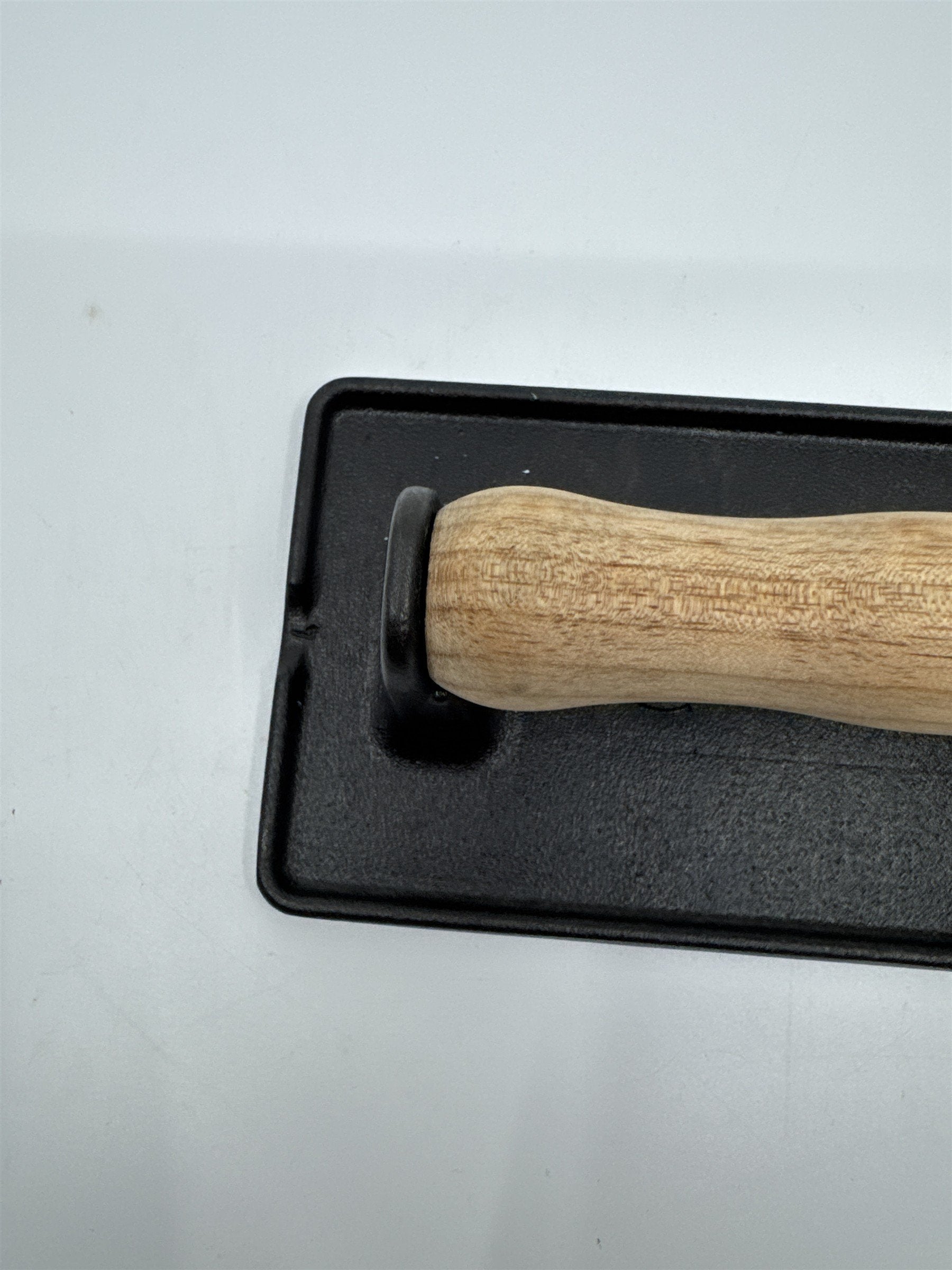 Black Victoria Cast Iron Panini Press, Burger Press, Bacon Press Wooden Handle