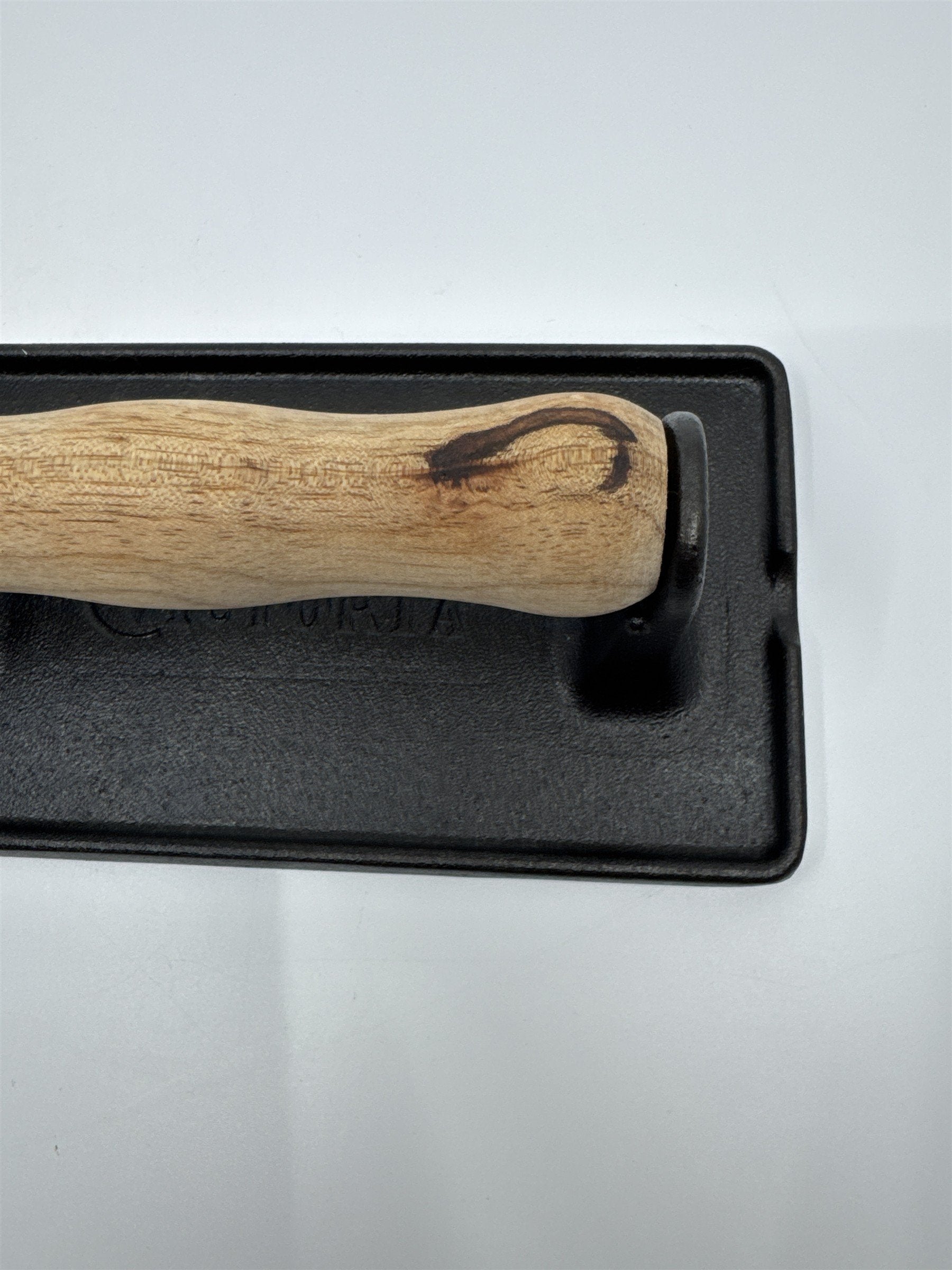Black Victoria Cast Iron Panini Press, Burger Press, Bacon Press Wooden Handle