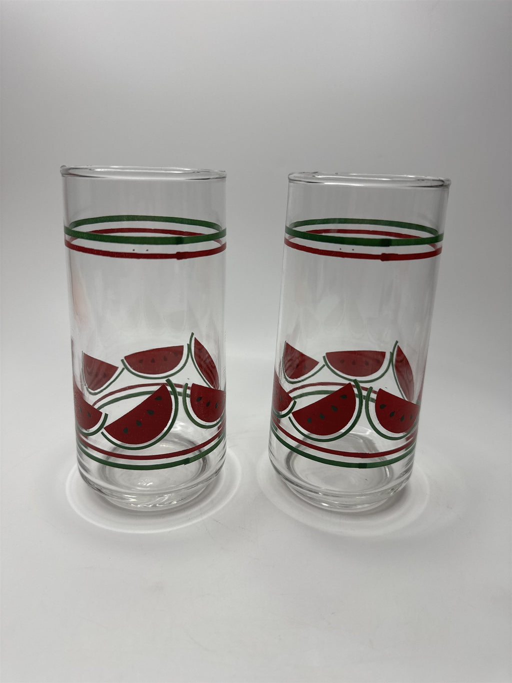 Set of 2 Vintage Caisa Clear Watermelon Drinking Juice Glass 5.75" Tall Glasses