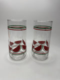 Set of 2 Vintage Caisa Clear Watermelon Drinking Juice Glass 5.75" Tall Glasses