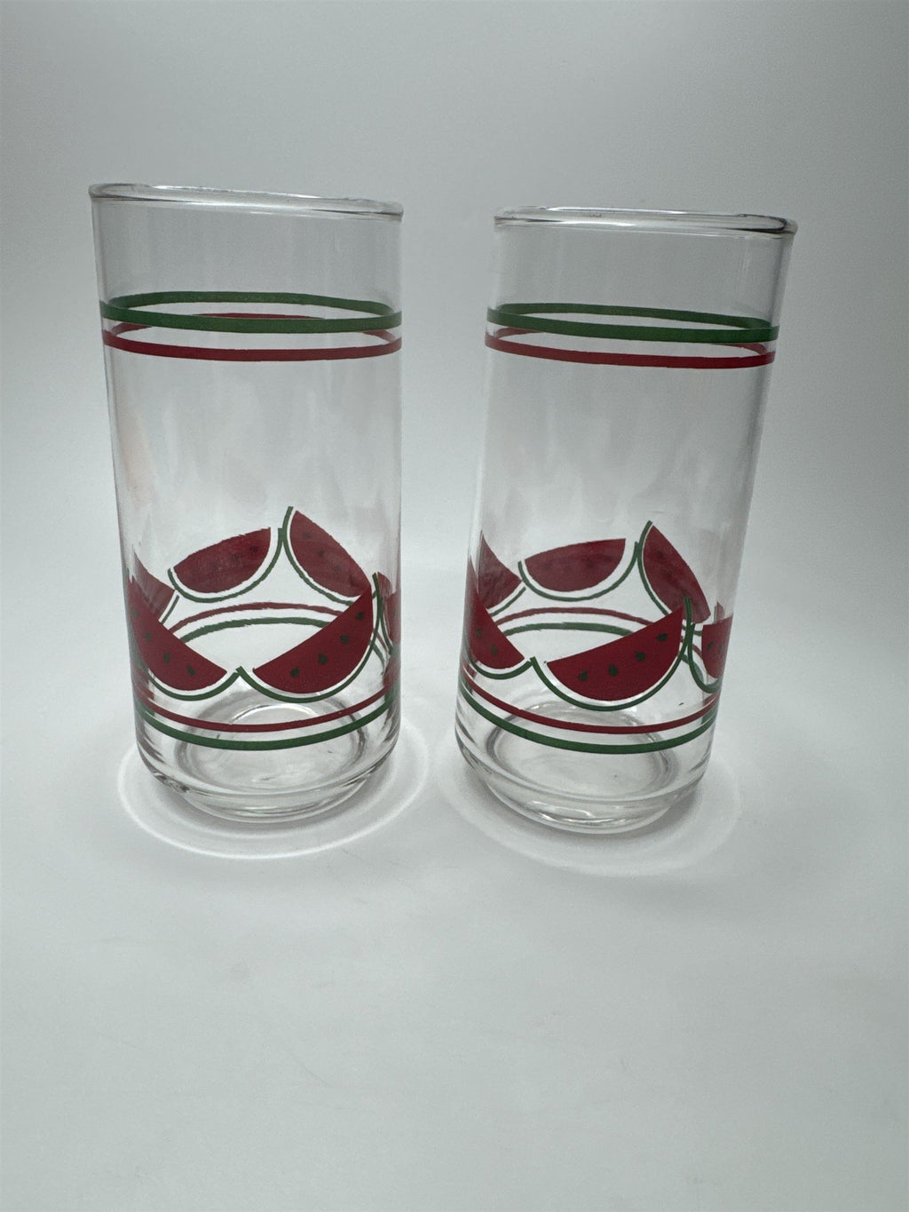 Set of 2 Vintage Caisa Clear Watermelon Drinking Juice Glass 5.75" Tall Glasses