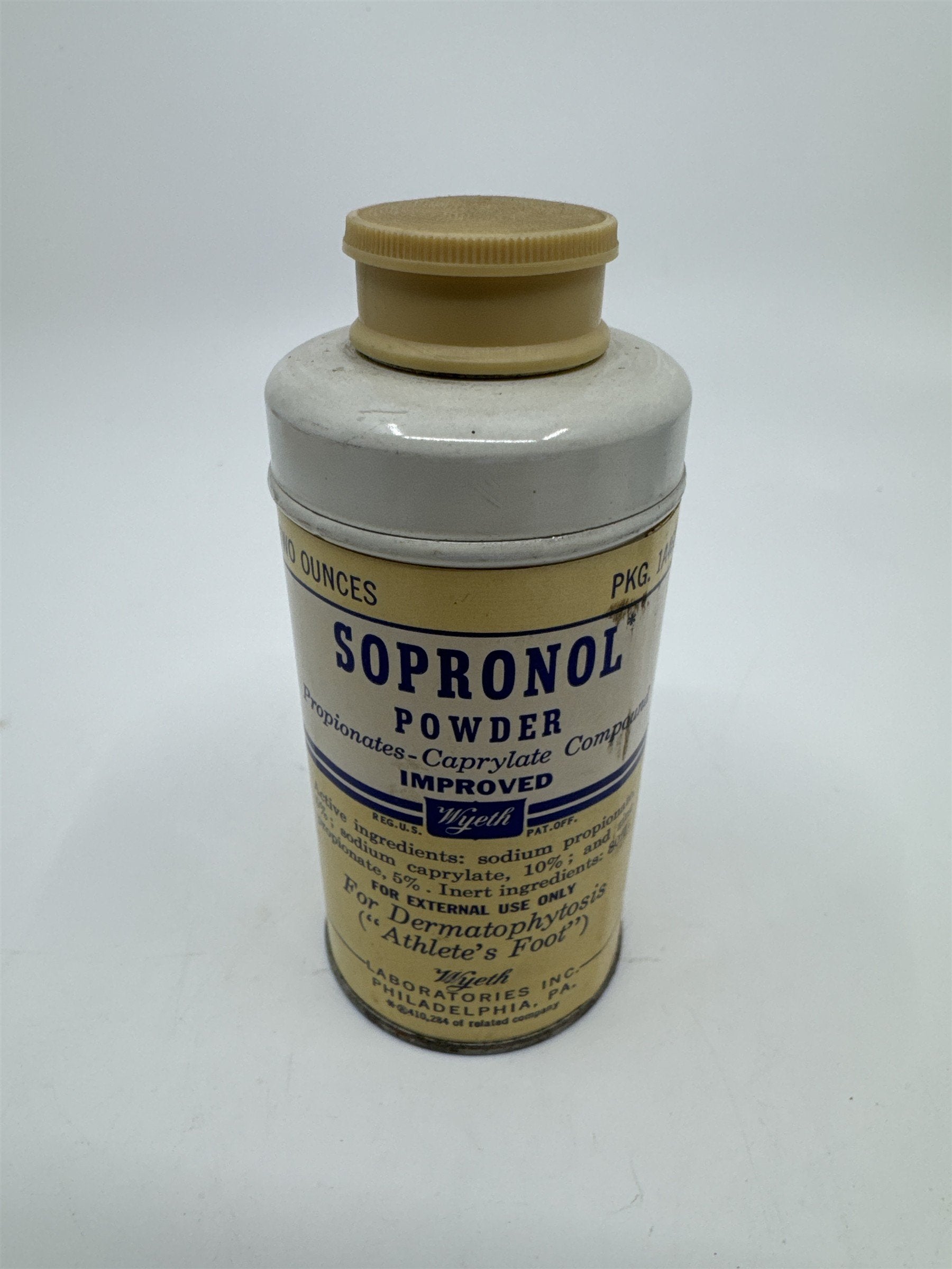 Vintage Sopronol Powder 2 Oz. By Wyeth Laboratories For Athlete's Feet
