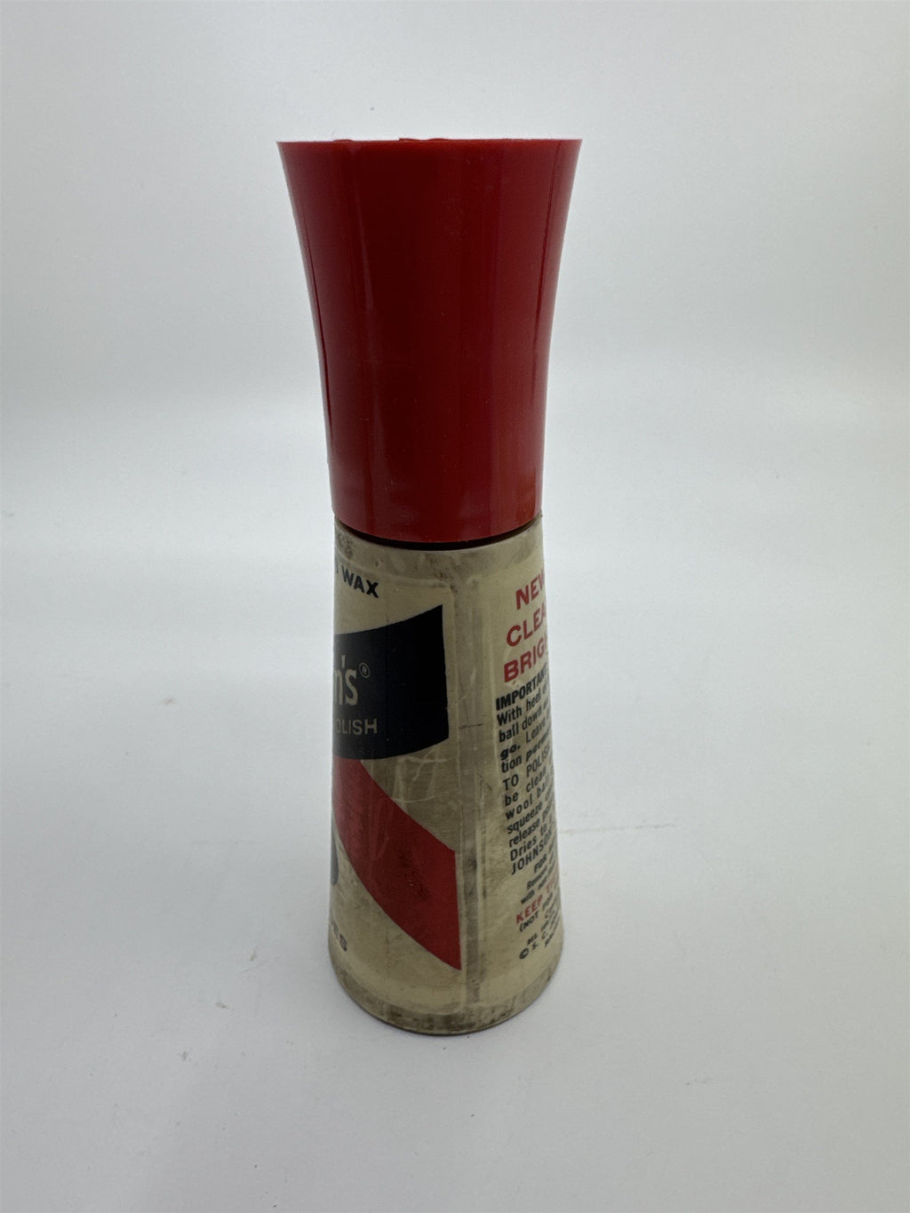 Vintage Johnson's 2 Oz Self Shining Black Polish Plastic Bottle W/ Some Contents