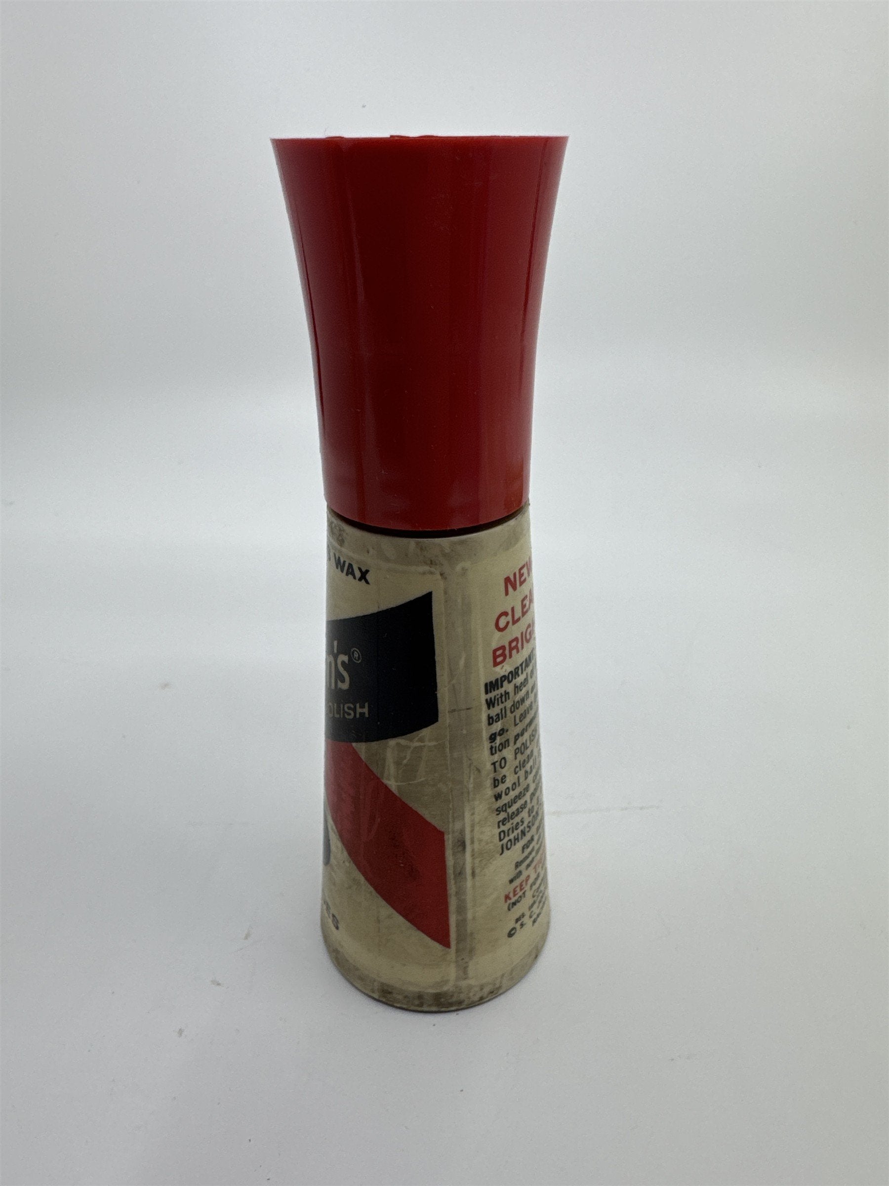 Vintage Johnson's 2 Oz Self Shining Black Polish Plastic Bottle W/ Some Contents