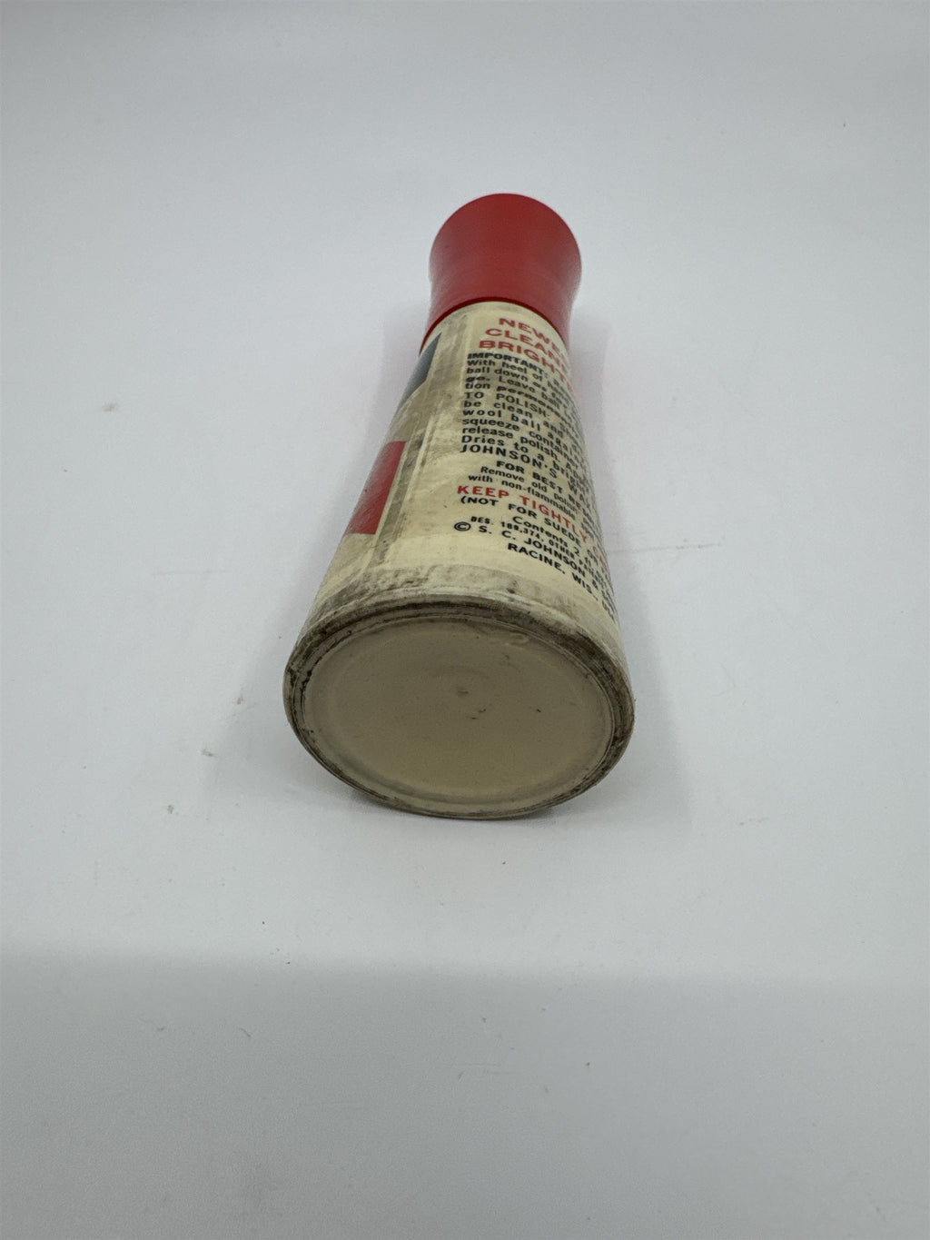Vintage Johnson's 2 Oz Self Shining Black Polish Plastic Bottle W/ Some Contents