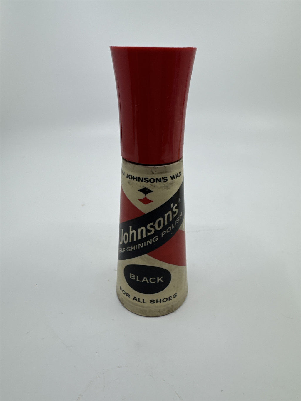 Vintage Johnson's 2 Oz Self Shining Black Polish Plastic Bottle W/ Some Contents