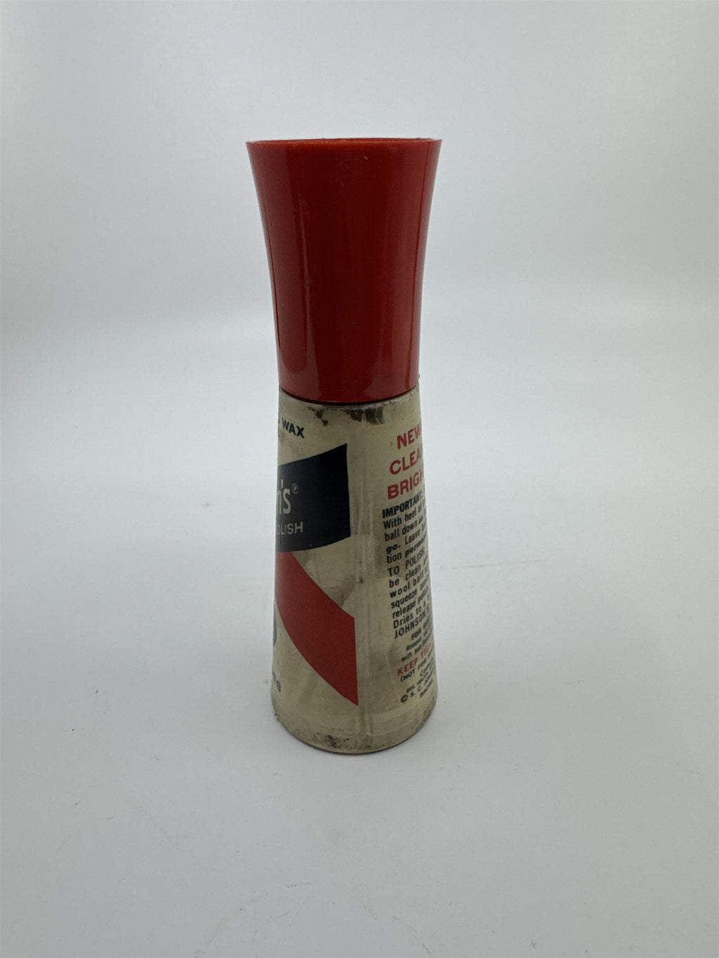 Vintage Johnson's 2 Oz Self Shining Black Polish Plastic Bottle W/ Some Contents