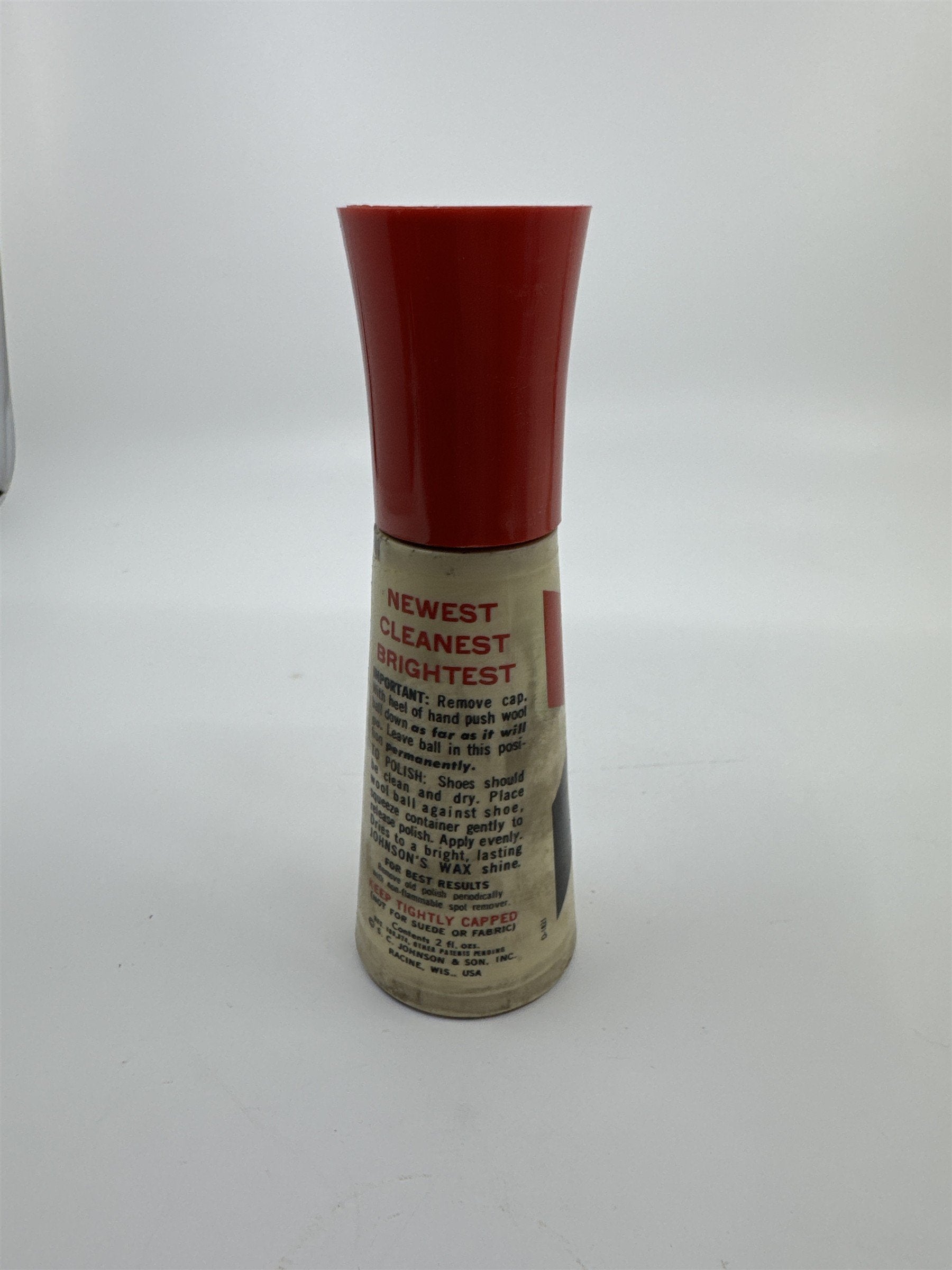 Vintage Johnson's 2 Oz Self Shining Black Polish Plastic Bottle W/ Some Contents
