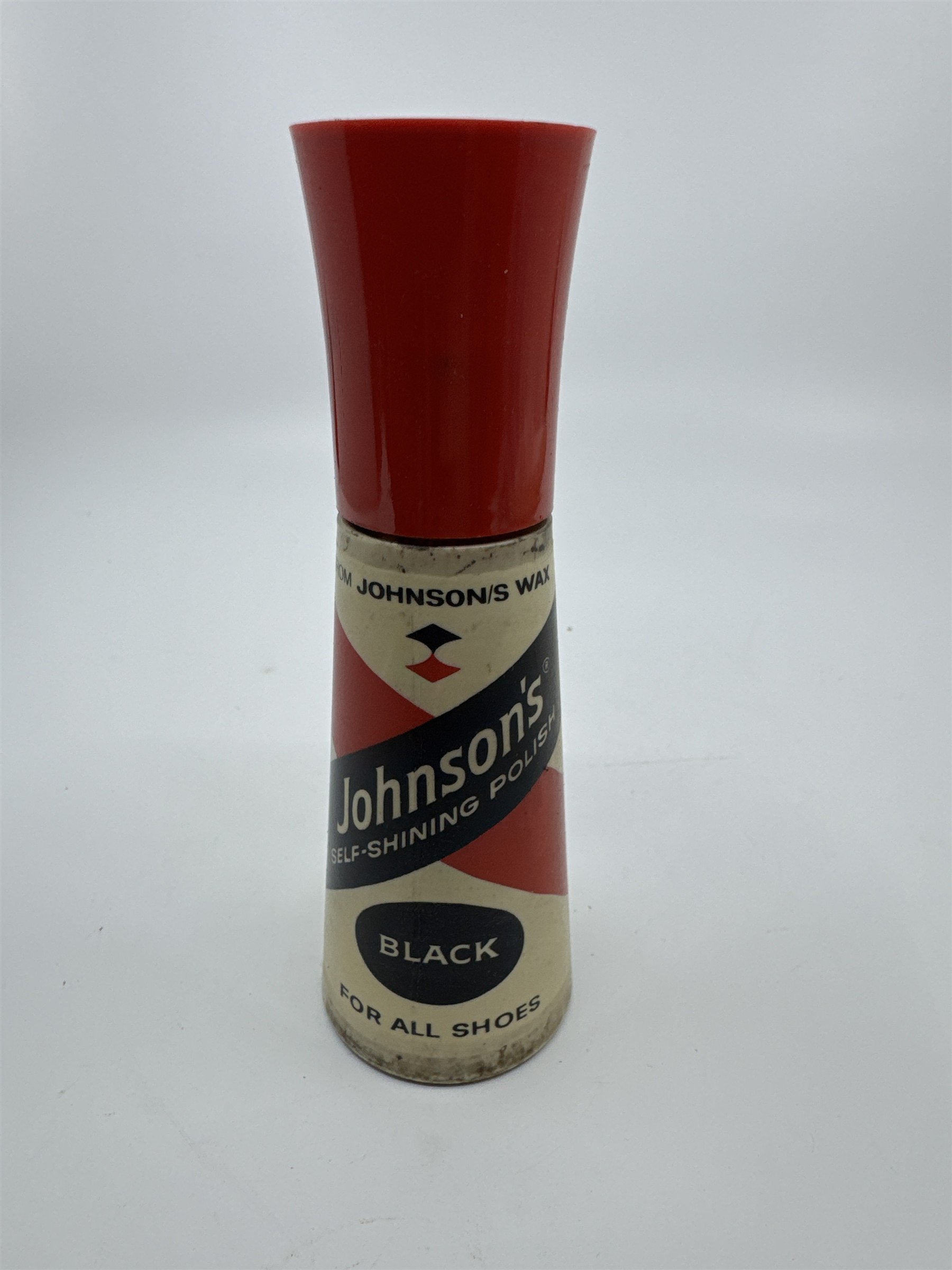 Vintage Johnson's 2 Oz Self Shining Black Polish Plastic Bottle W/ Some Contents