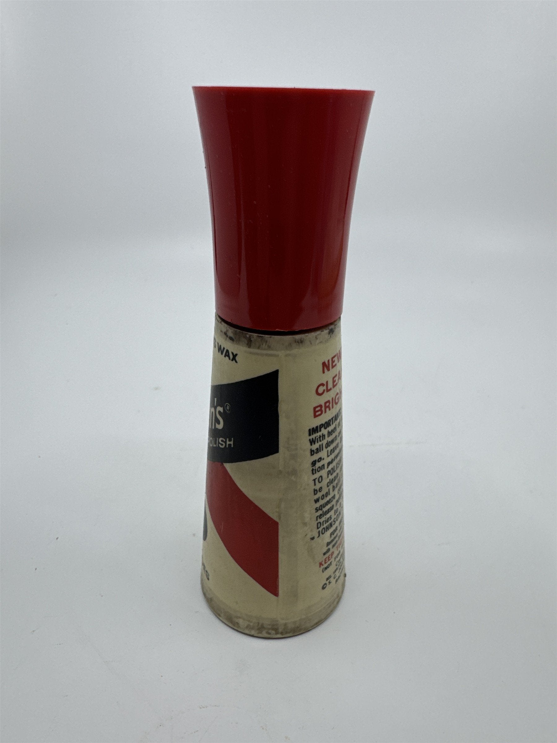 Vintage Johnson's 2 Oz Self Shining Black Polish Plastic Bottle W/ Some Contents