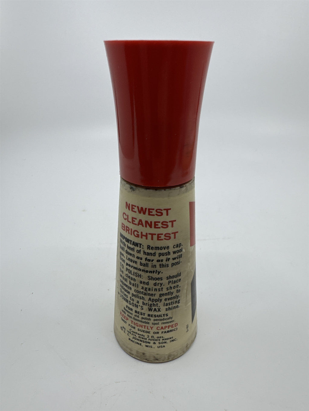 Vintage Johnson's 2 Oz Self Shining Black Polish Plastic Bottle W/ Some Contents