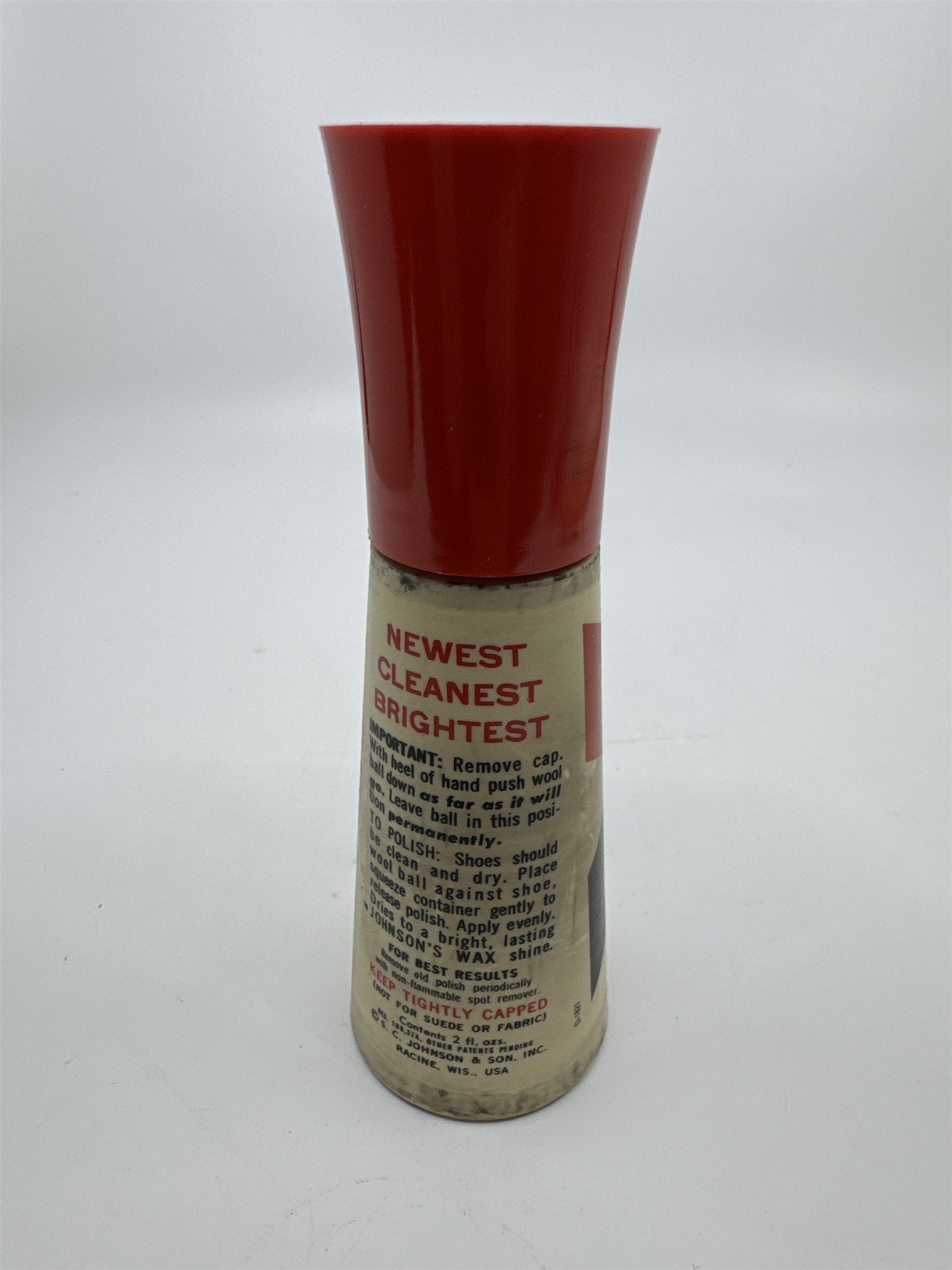 Vintage Johnson's 2 Oz Self Shining Black Polish Plastic Bottle W/ Some Contents