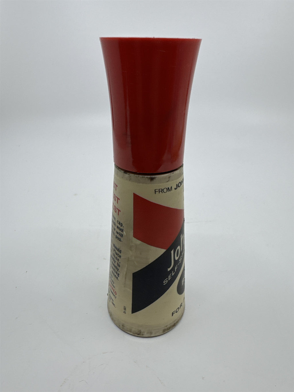 Vintage Johnson's 2 Oz Self Shining Black Polish Plastic Bottle W/ Some Contents