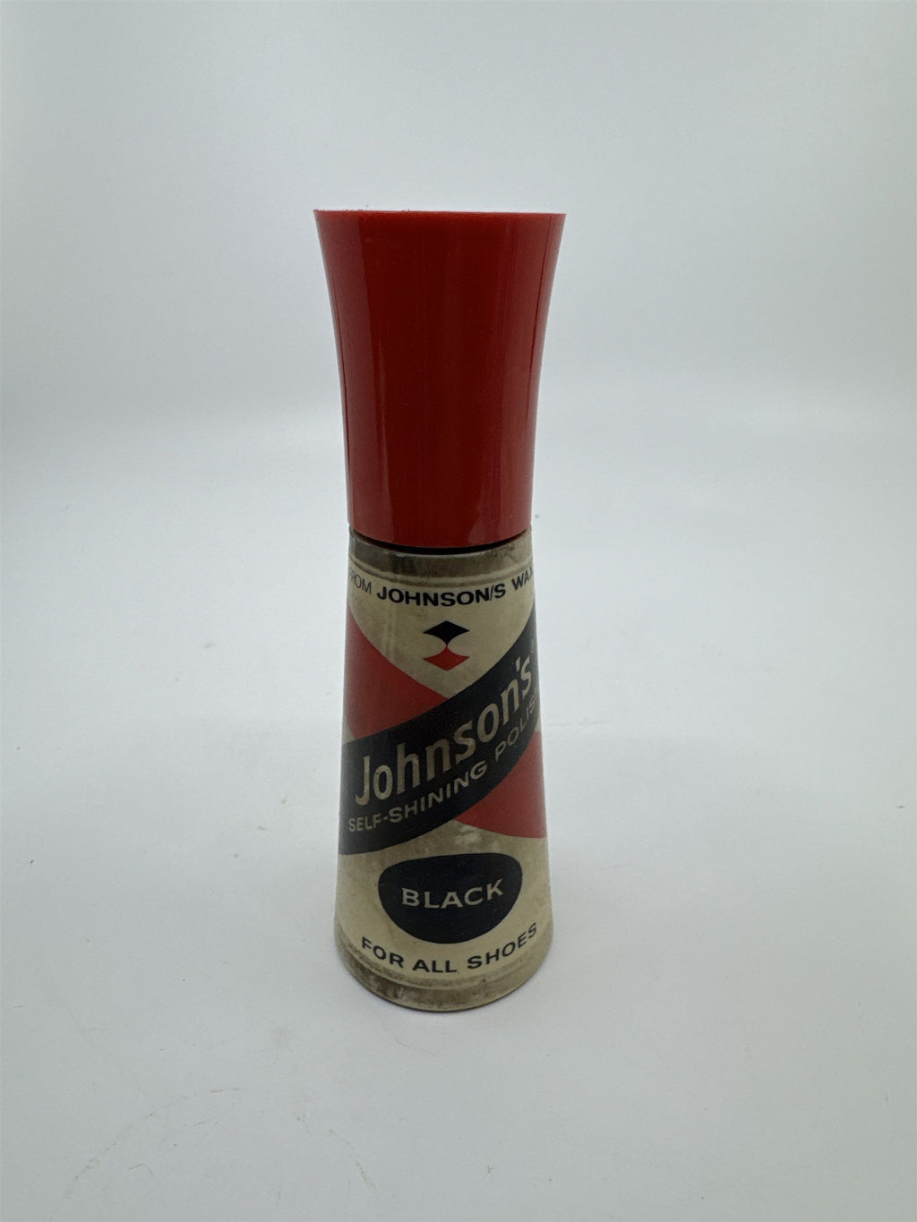 Vintage Johnson's 2 Oz Self Shining Black Polish Plastic Bottle W/ Some Contents