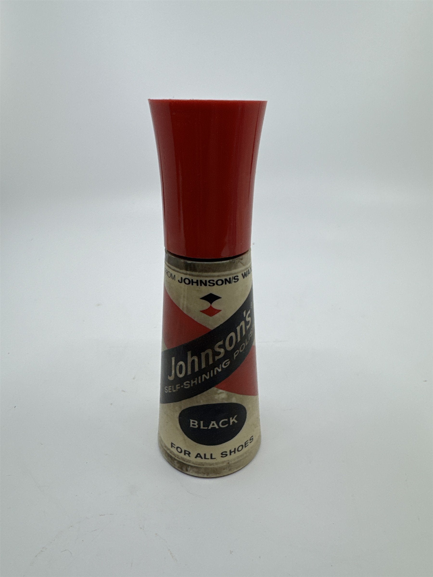 Vintage Johnson's 2 Oz Self Shining Black Polish Plastic Bottle W/ Some Contents