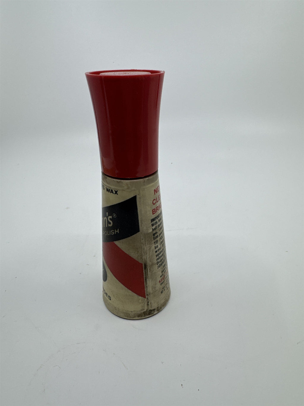 Vintage Johnson's 2 Oz Self Shining Black Polish Plastic Bottle W/ Some Contents