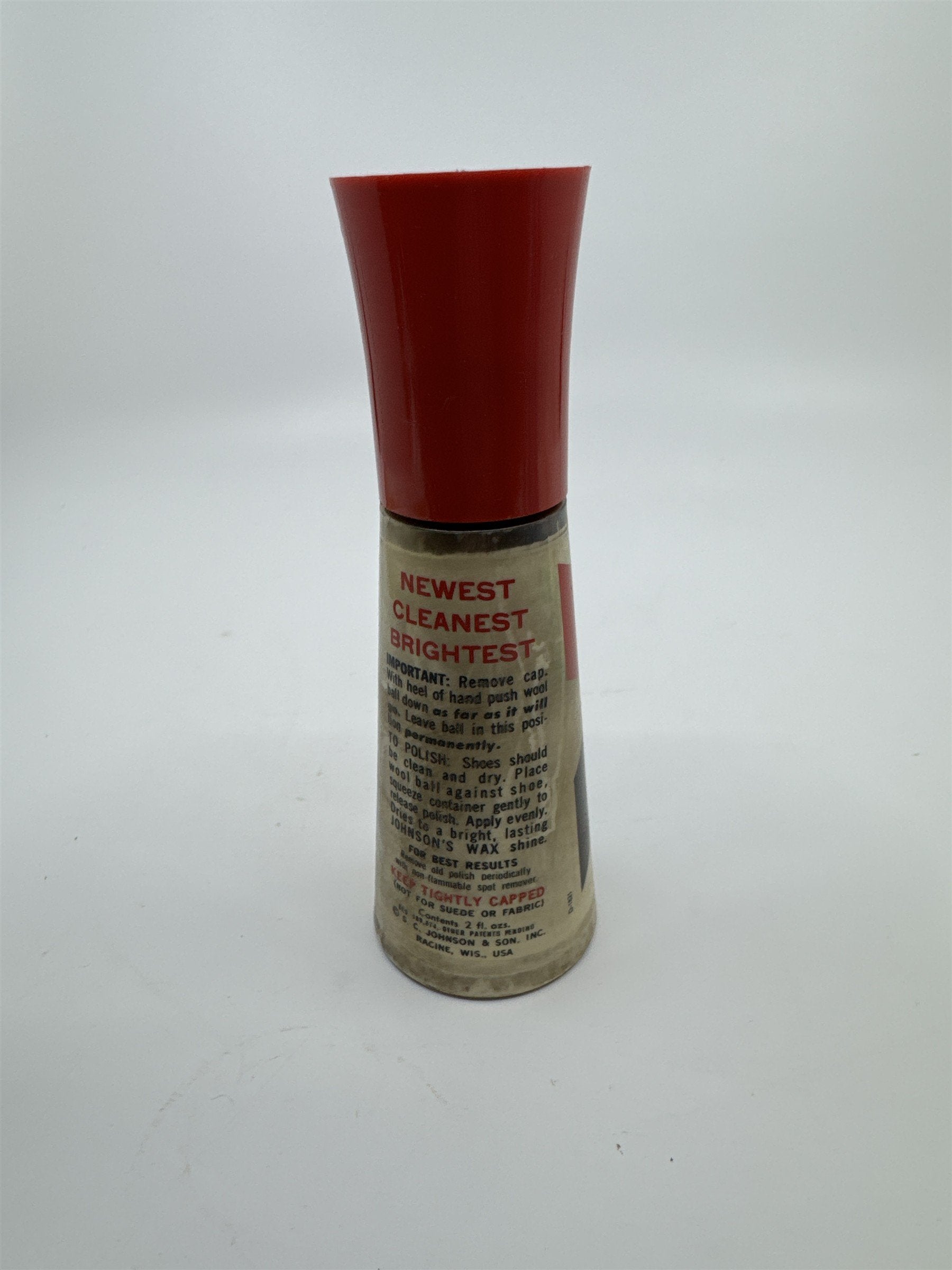 Vintage Johnson's 2 Oz Self Shining Black Polish Plastic Bottle W/ Some Contents