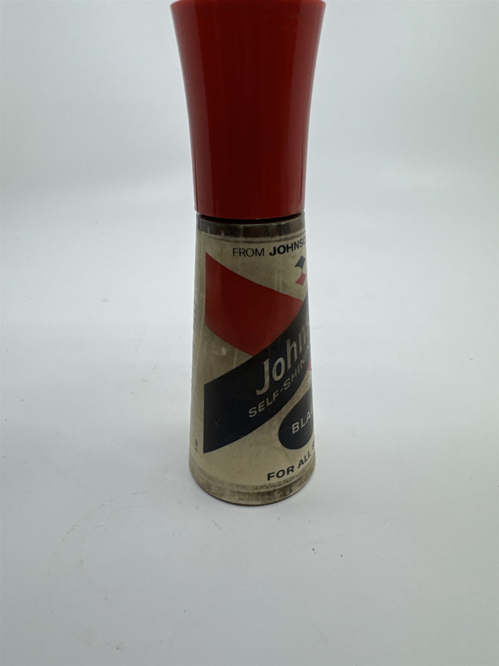 Vintage Johnson's 2 Oz Self Shining Black Polish Plastic Bottle W/ Some Contents
