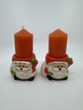 Set of Two Santa Clause Christmas Candle Holders with Candles by RB Japan