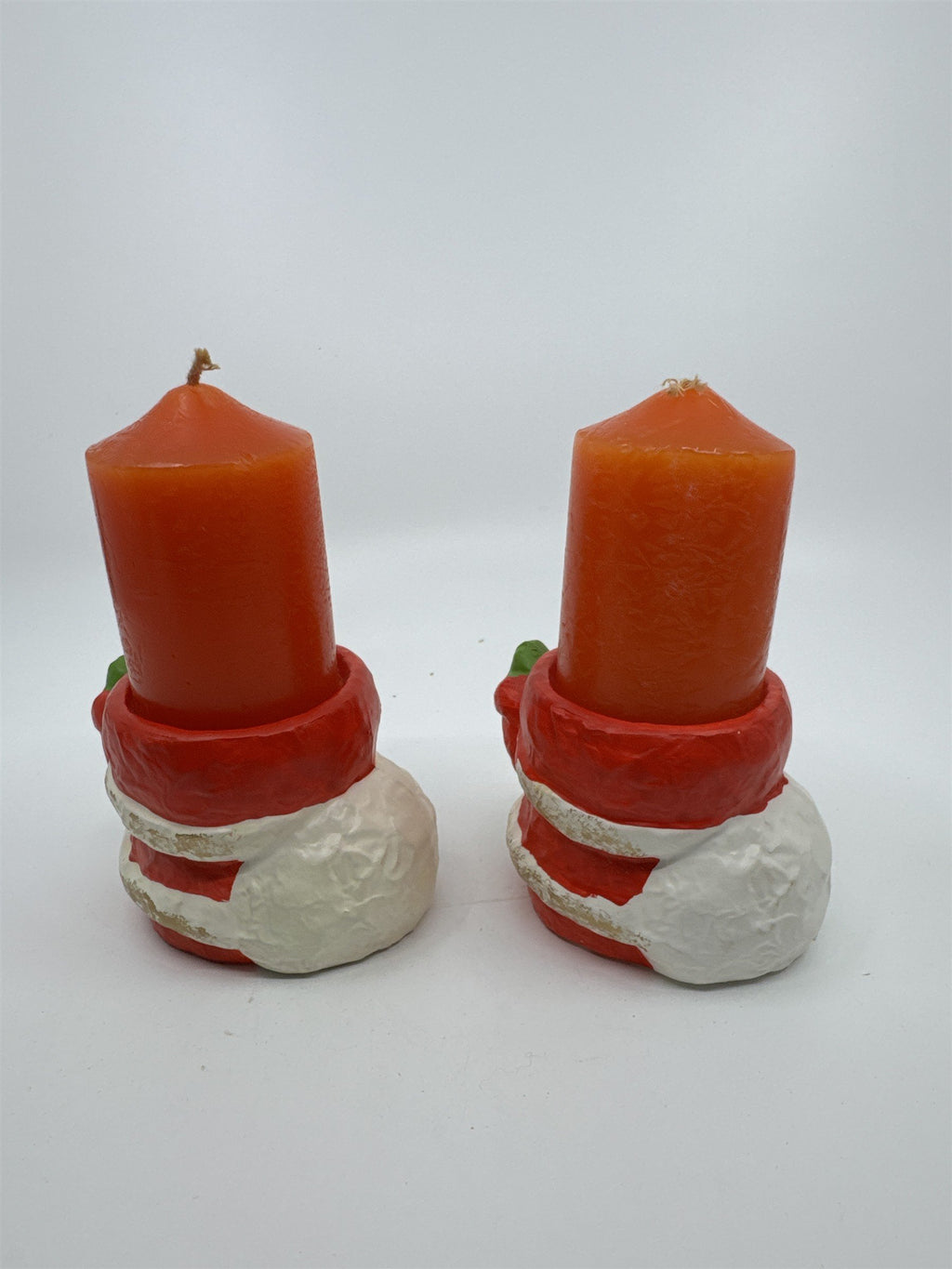 Set of Two Santa Clause Christmas Candle Holders with Candles by RB Japan