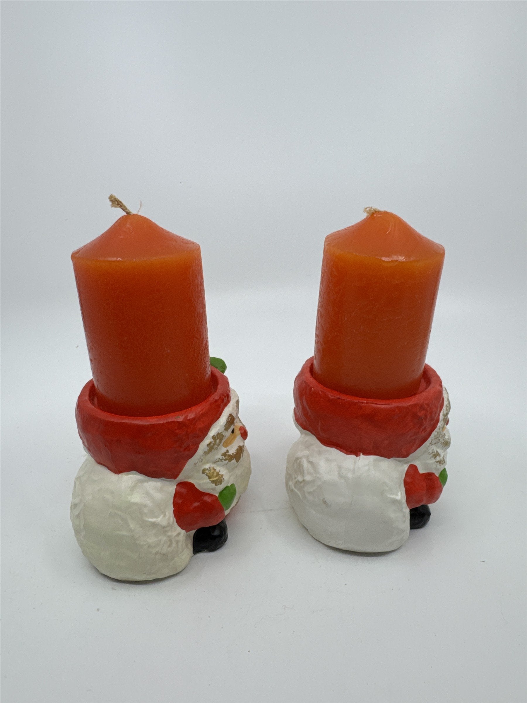 Set of Two Santa Clause Christmas Candle Holders with Candles by RB Japan