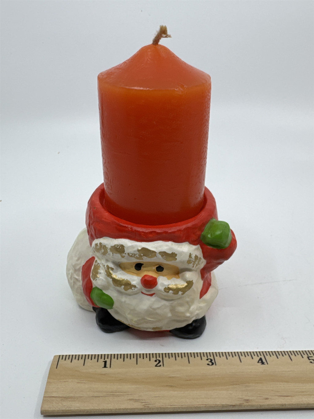 Set of Two Santa Clause Christmas Candle Holders with Candles by RB Japan