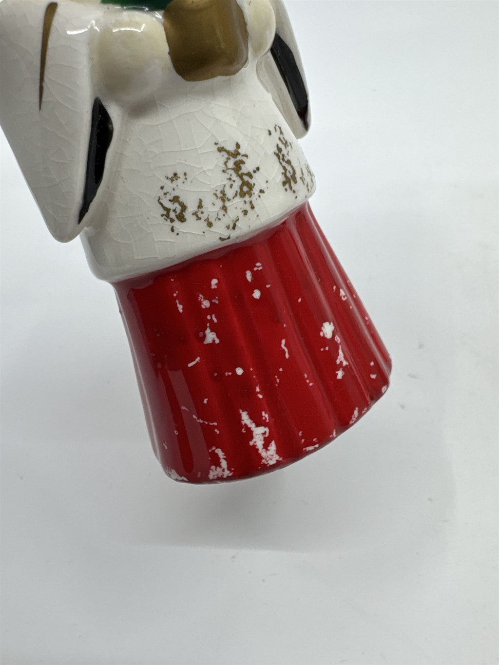 Set of Two MCM Ceramic Crazed Christmas Carolers with Tree and Bell Japan