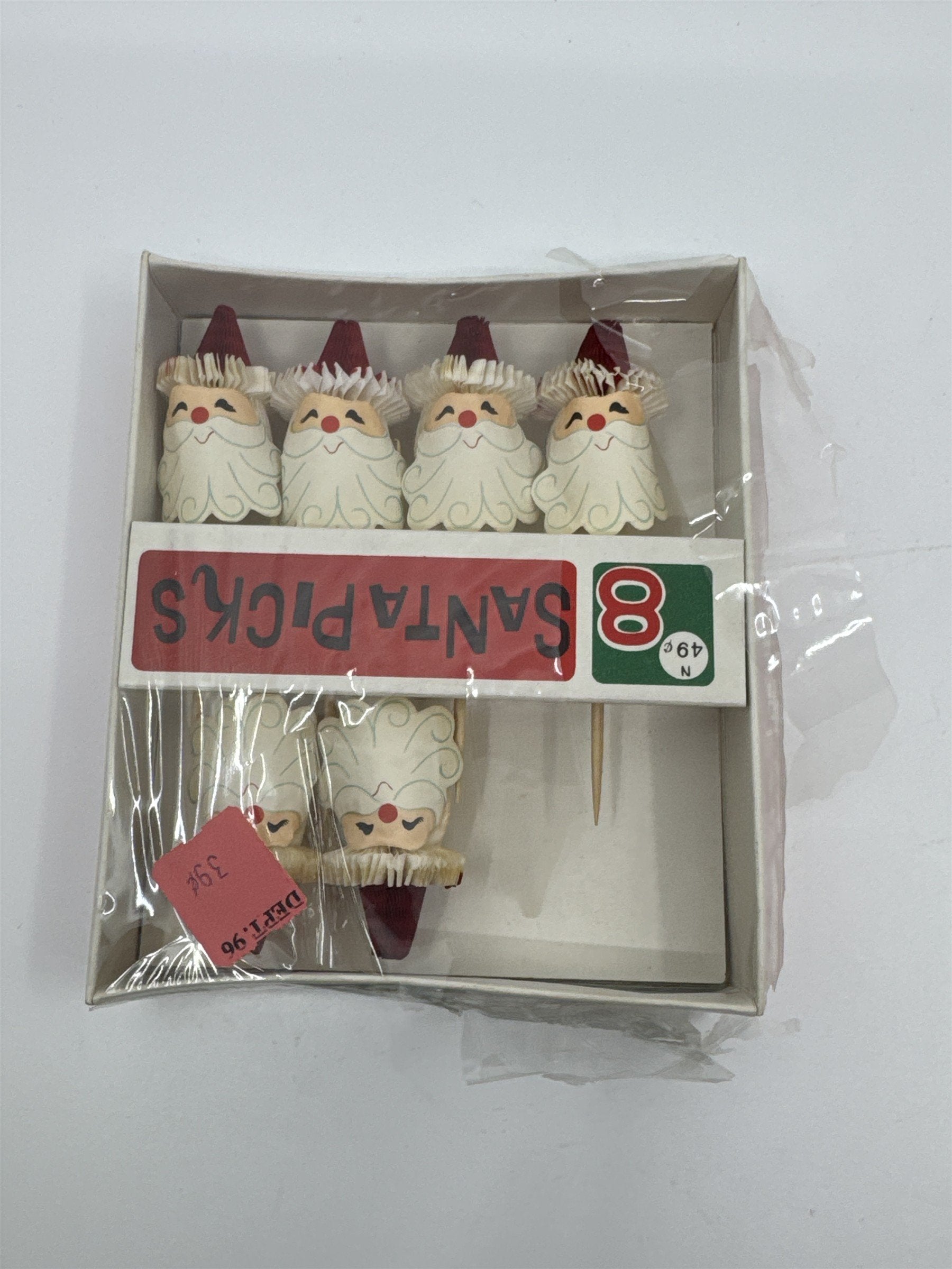 Set of 6 Vintage Santa Picks for Cocktails and Hors D Oeuvres Christmas Decor