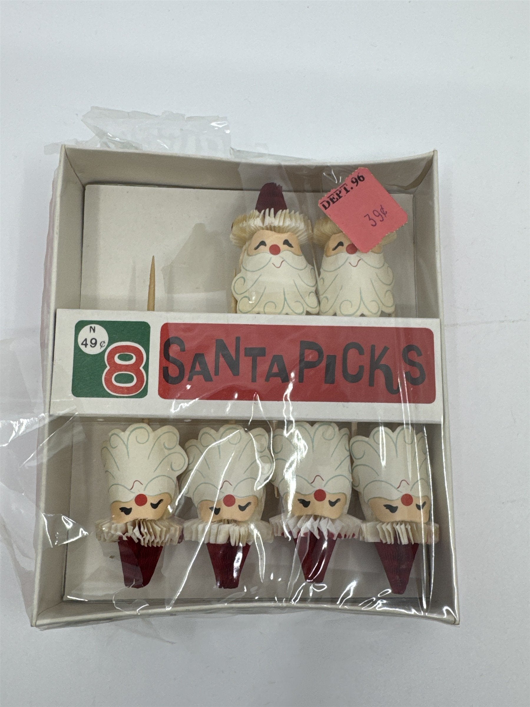 Set of 6 Vintage Santa Picks for Cocktails and Hors D Oeuvres Christmas Decor