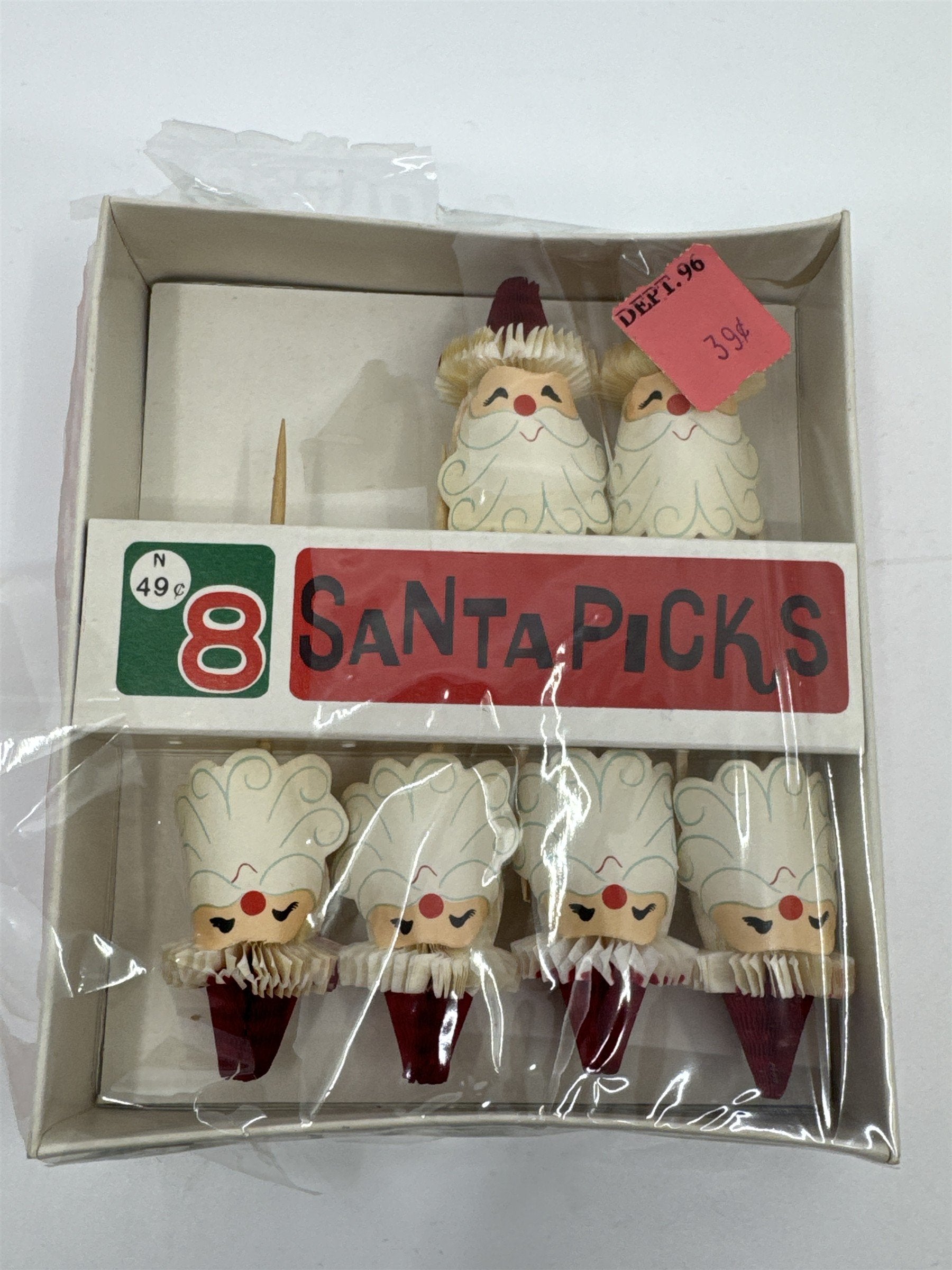 Set of 6 Vintage Santa Picks for Cocktails and Hors D Oeuvres Christmas Decor