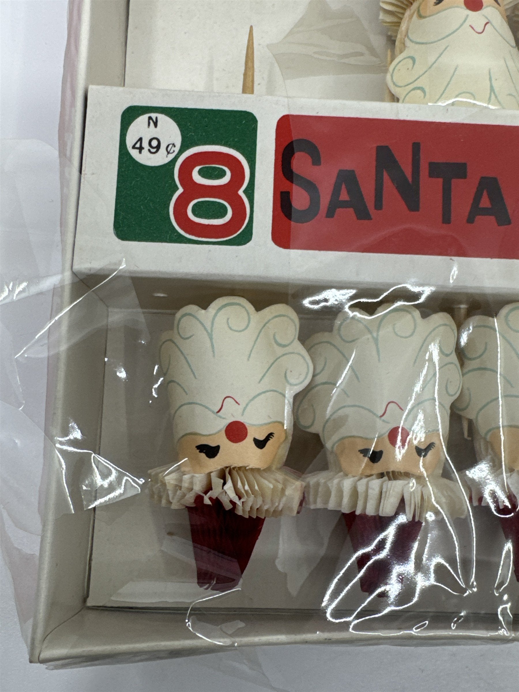 Set of 6 Vintage Santa Picks for Cocktails and Hors D Oeuvres Christmas Decor
