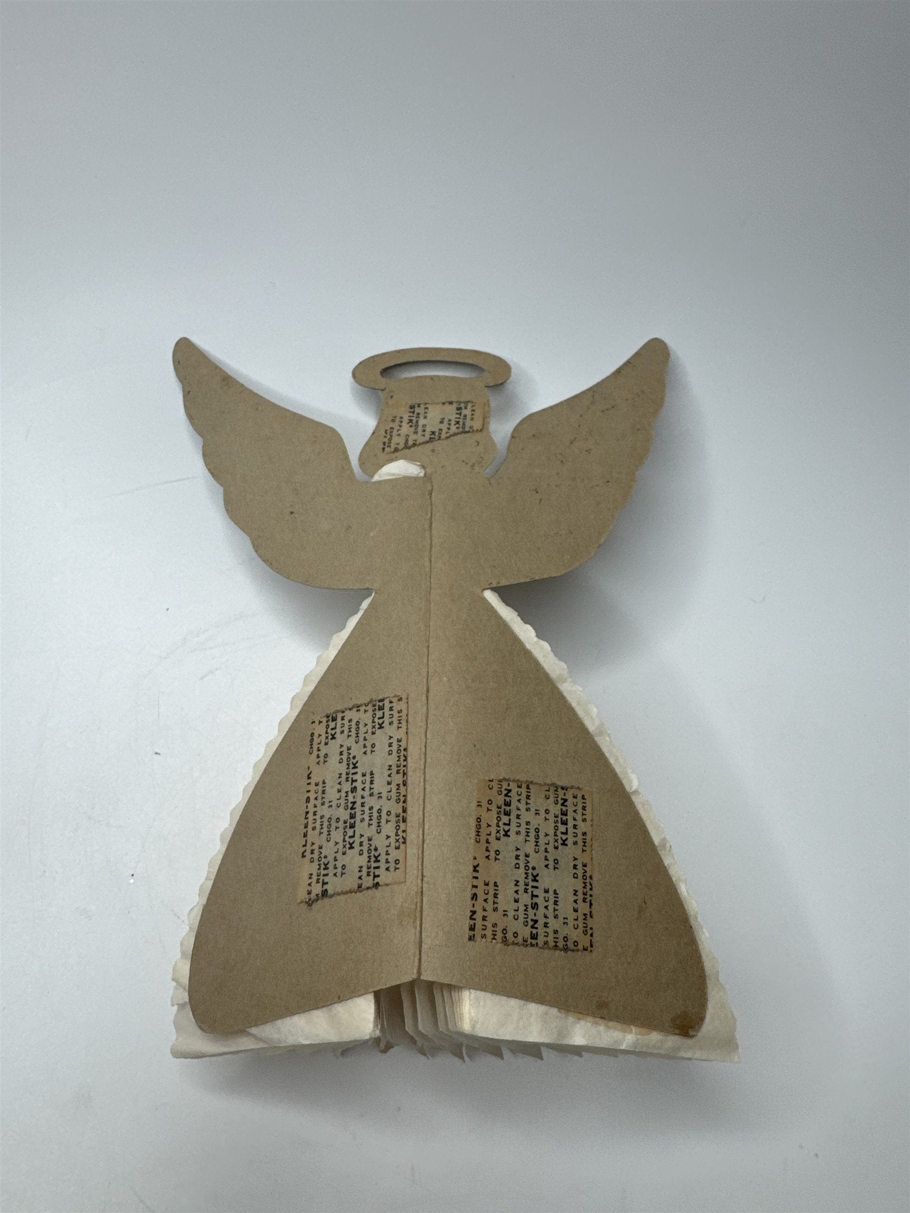 Vintage 1950s Christmas Angel Die Cut Cardboard Honeycomb Paper Crepe Decoration